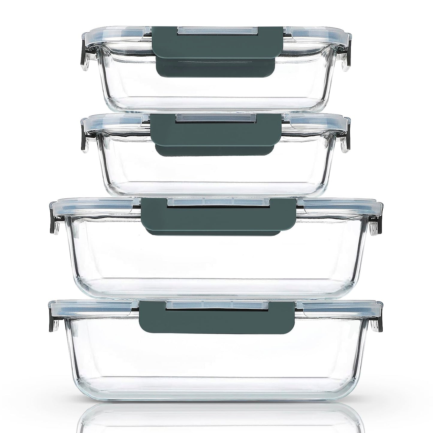 M MCIRCO [80 oz & 36 oz Extra Large Glass Food Storage/Baking Containers Set with Lids, 2 Pack 80 oz(10 cup)&2 Pack 36 oz (4.5 cup) Airtight Glass Container,Microwave,Oven,Freezer and Dishwasher