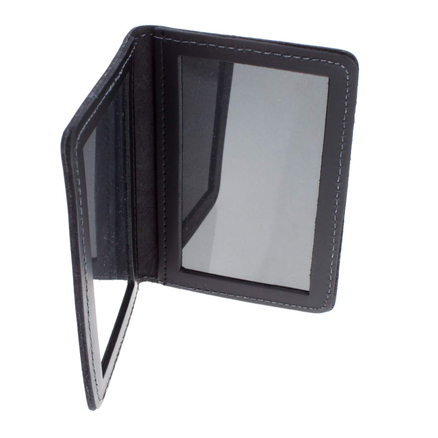 ASR Federal Leather Bifold Minimalist Double ID Card Credential Holder (Smooth Black)