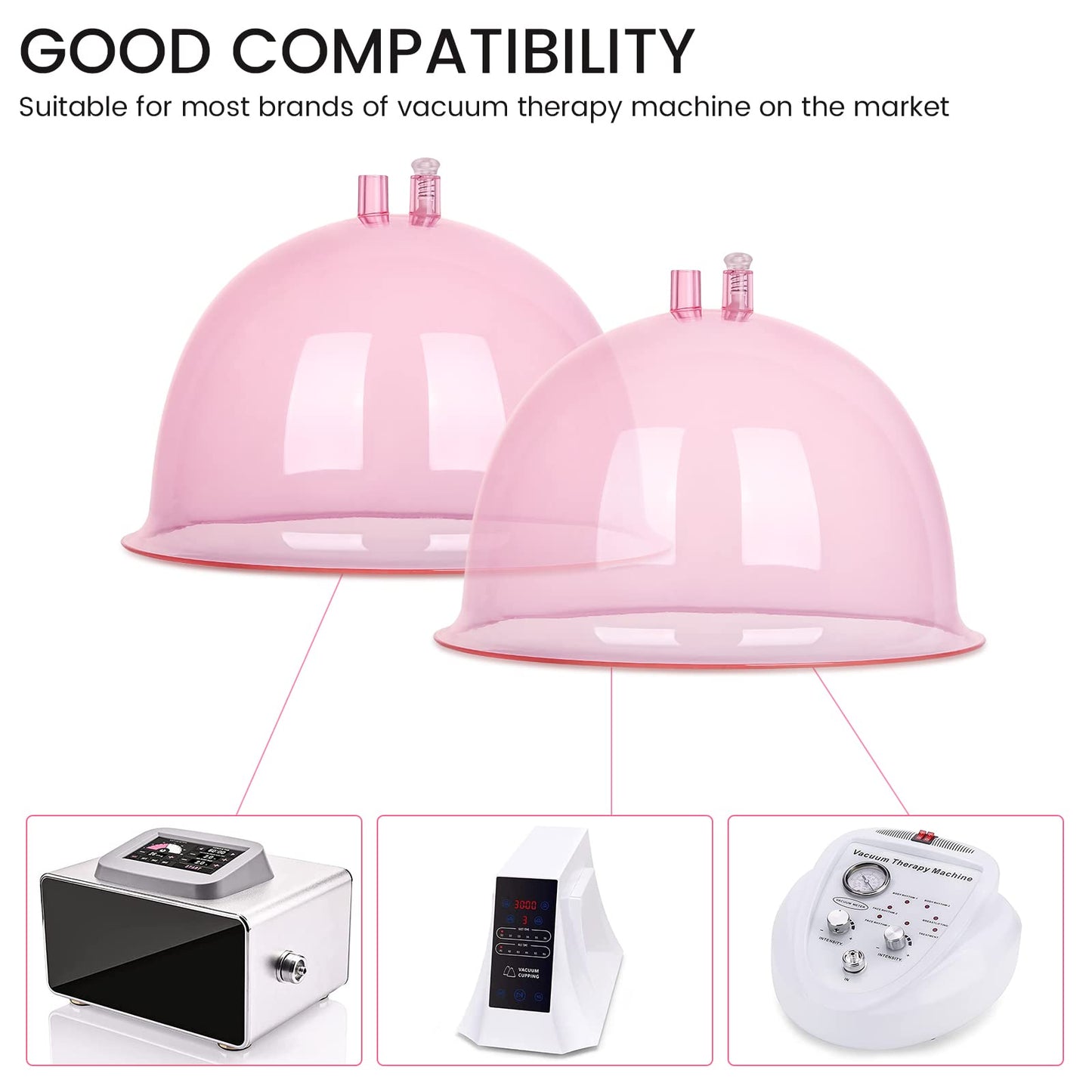Titoe Buttocks Vacuum Cups 180mL Vacuum Therapy Cupping Machine Accessories Butt Suction Cups with Y-Hose,A Pair