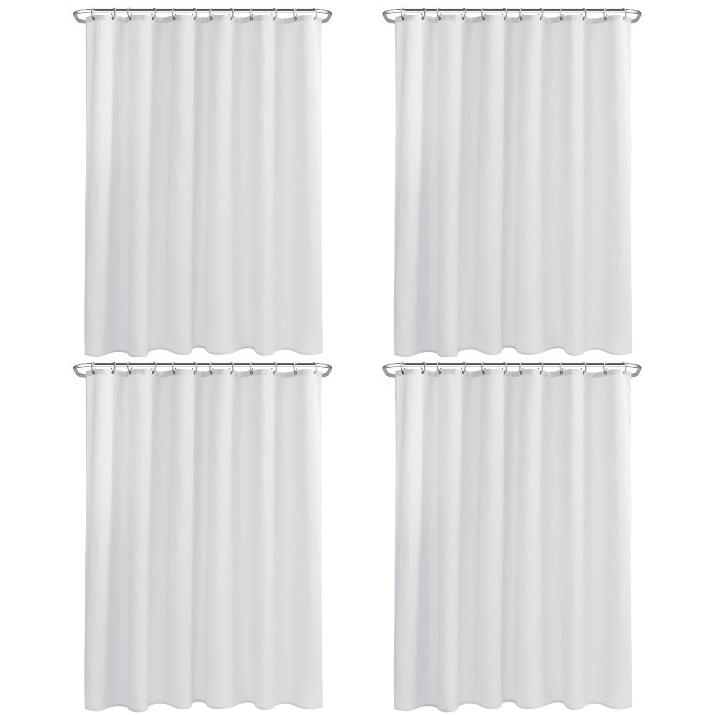 Nasitos Fabric Shower Curtain Liners 4 Pack - W72 x H72 - Washable & Water Resistant Cloth Shower Liner for Bathroom, Soft Hotel Quality, Standard Size (White, Include 8 Separate Magnets)