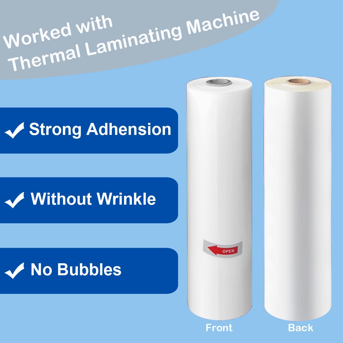 Huikizne 12.6Inchx656Ft Standard Matte Thermal Laminating Film BOPP Thermal Film Hot Roll Laminating Film, 1Inch Core, 1Mil(28mic) Thickness Laminate Rolls