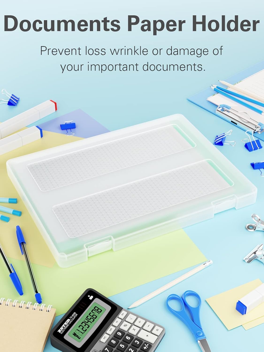 iBune 8-Pack A4 Plastic Paper Organizer Box, Scrapbook Storage for 8.5” x 11” Letter Papers, Portable Document Holder, Board Games Art Supplies Sticker Organizers (2 Inner Size)