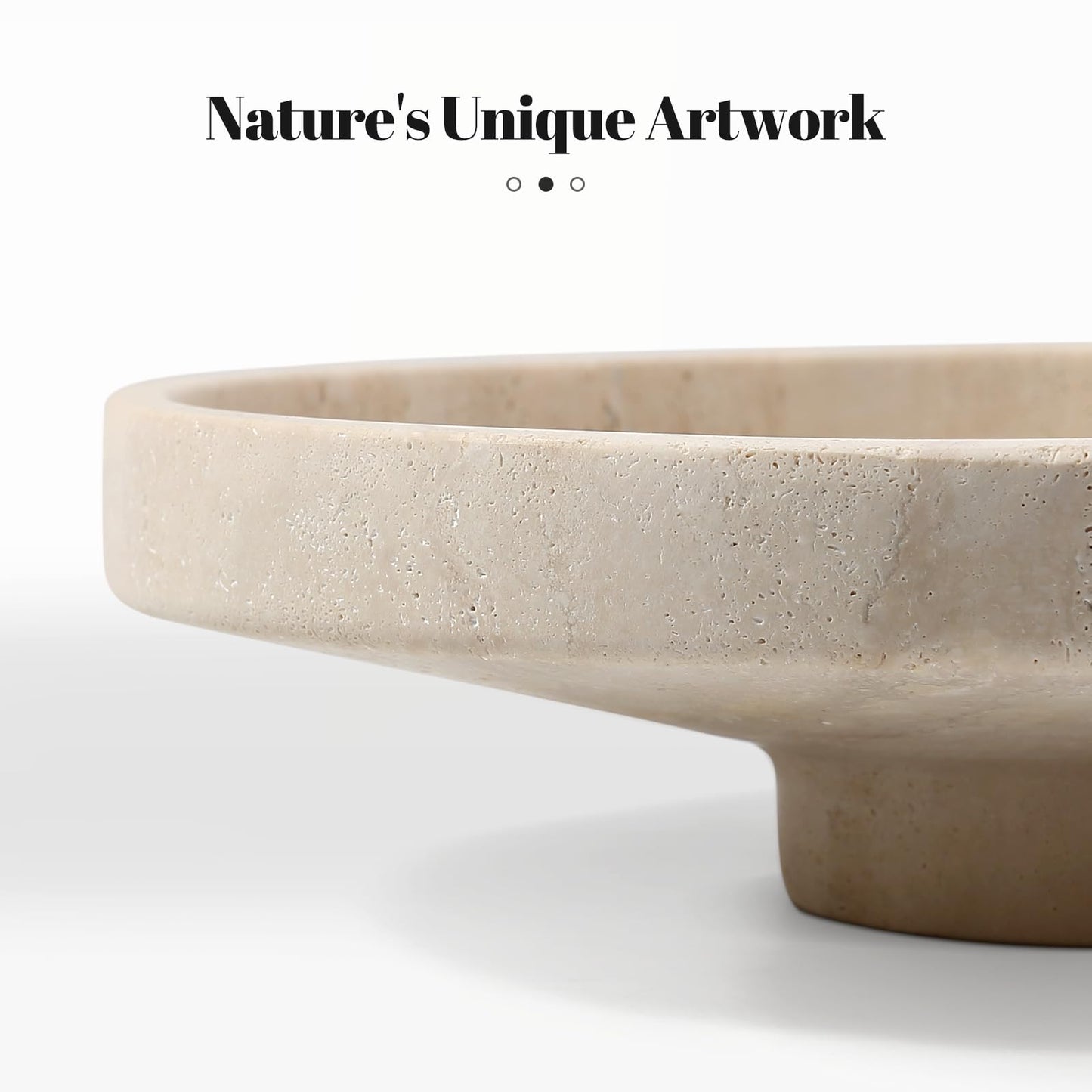 Koville Natural Travertine Fruit Bowl for Kitchen Counter – Decorative Stone Serving Decorative Bowl for Vegetables, Foods and Home Decor Centerpiece