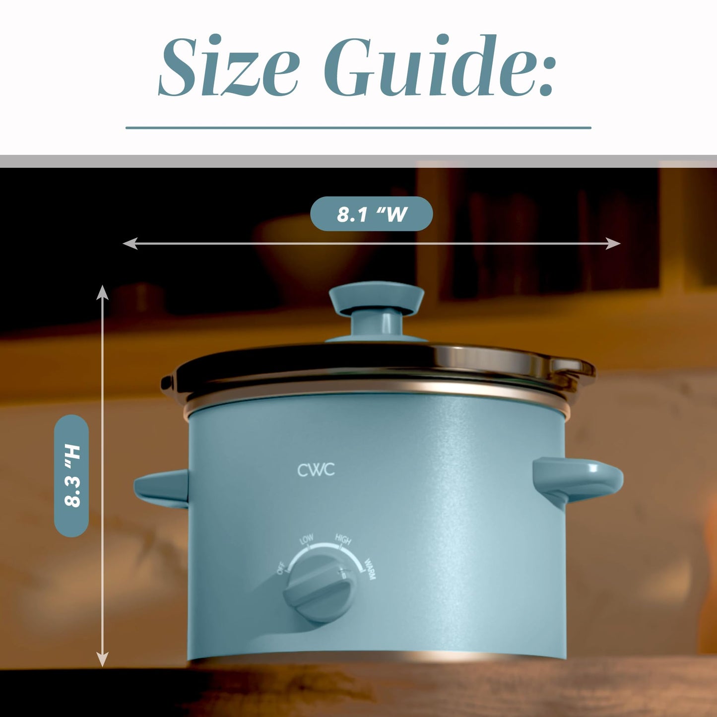 COOK WITH COLOR 2QT Mini Electric Round Slow Cooker - Adjustable Settings, Removable Stoneware Pot, Tempered Glass Lid, Dishwasher Safe, Cool-Touch Side Handles, Slate Blue