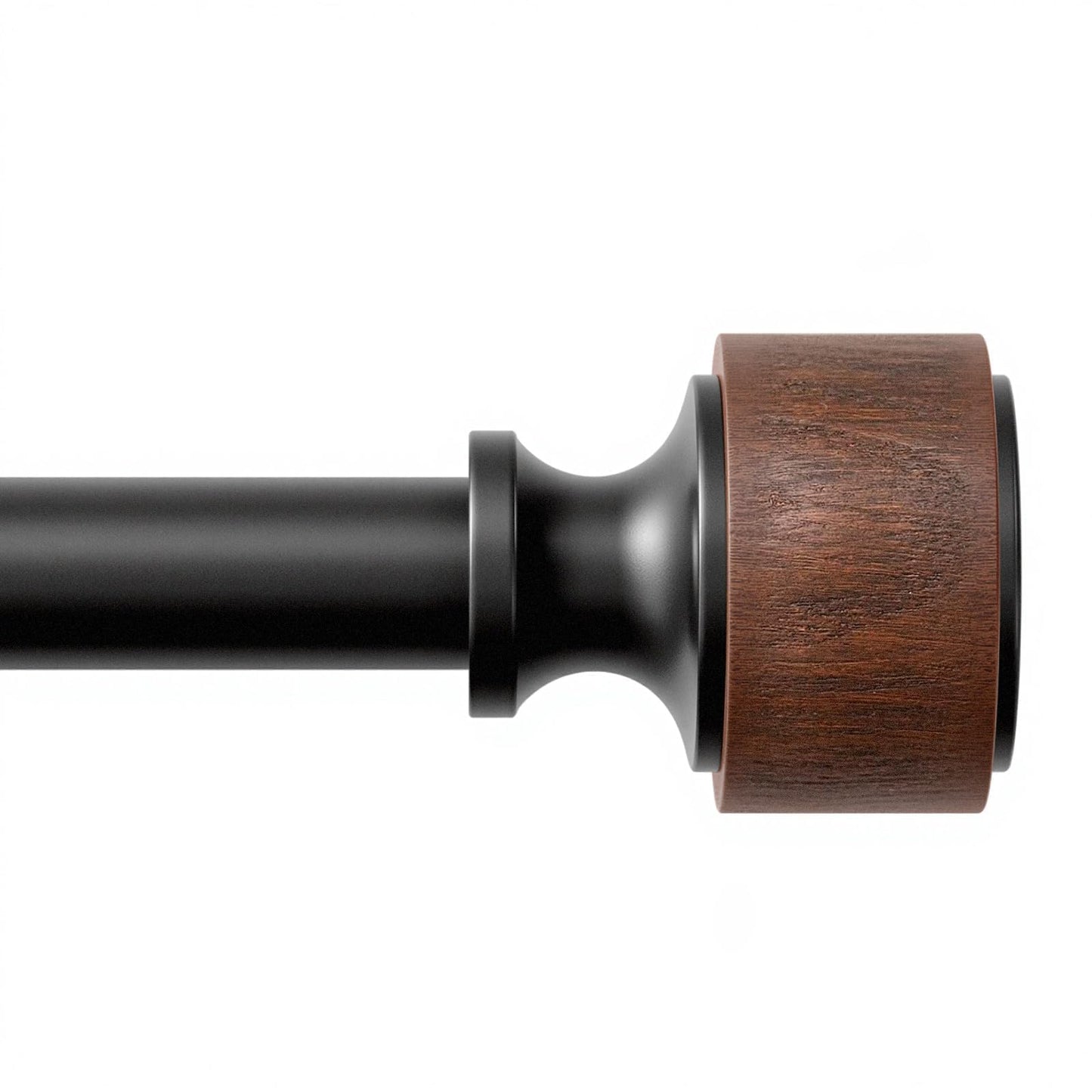 MARHSIPE Wood Curtain Rods for Windows 48 to 84 Inch, 1” Diameter Drapery Rod with Imitation Wood Grain Finials, Adjustable Heavy Duty Curtain Rod Set, Indoor/Outdoor Modern Curtains Rods