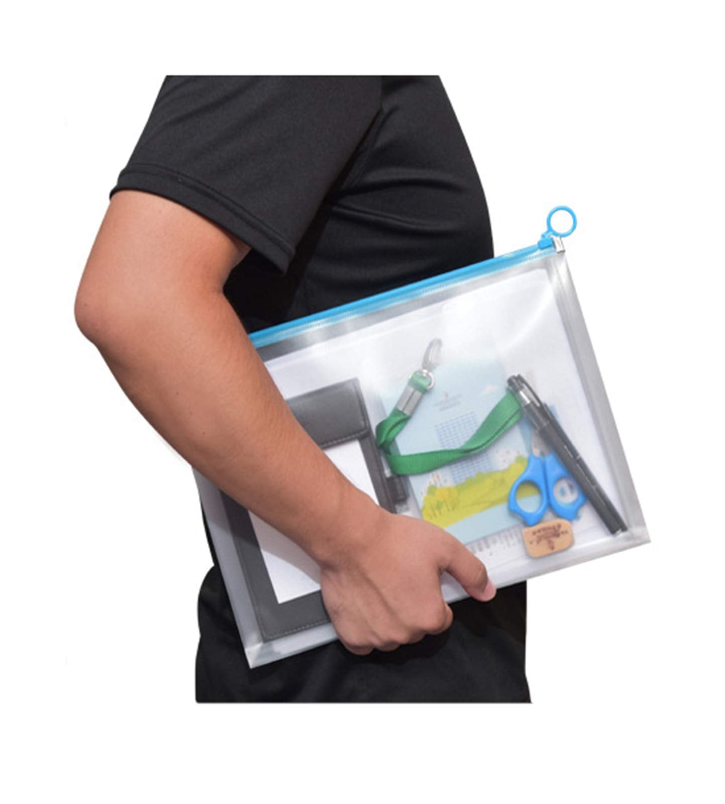 YESSART 9x12 Clear Zip Plastic Envelopes File Document Paper Holder Pack of 24 (24 Pack)