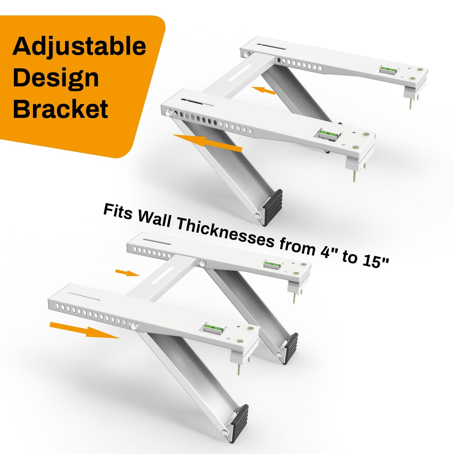 Powrocket Window Air Conditioner Support Bracket with 2 Arms,Window AC Brackets Fits 5,000-22,000 BTU AC Units,Heavy Duty Air Conditioner Brackets for Windows,Up to 200 lbs