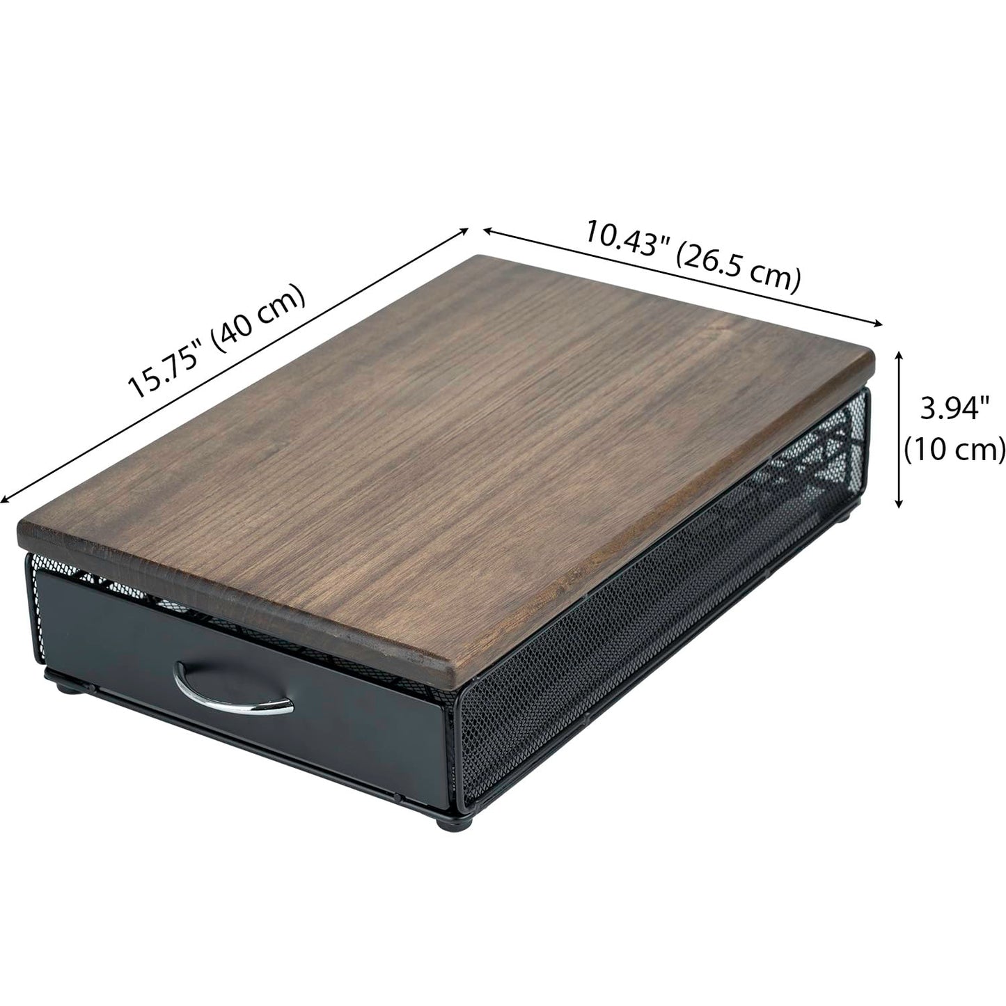 HiveNets for Vertuo Coffee Capsule Storage Drawer Compatible with Nespresso Vertuoline Pods Holder Metal and Wood Top Organizer (can hold 40 Pods)