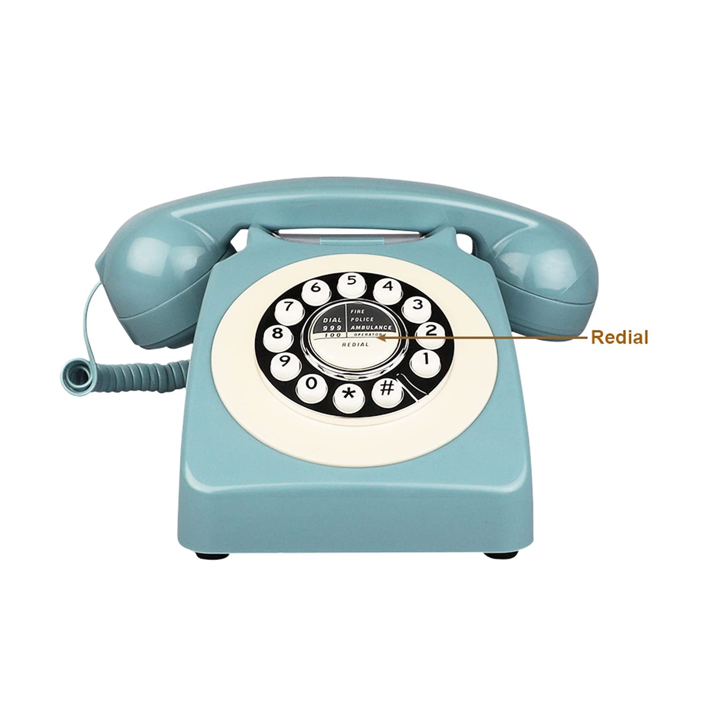 Benotek Retro Telephone, Corded Classic Old Fashion Landline Phones for Home/Office, Wired French Blue Antique Rotary Phone Gift for Art Decor