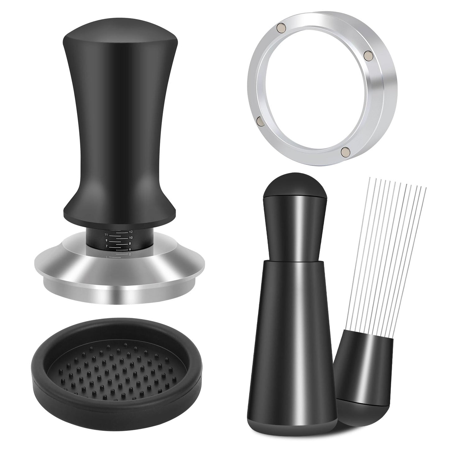 Reoszeank 54mm Espresso Accessories Kit, Spring Loaded Calibrated Tamper, WDT Tool and Dosing Funnel Set Fits Breville 54 mm Espresso Coffee Machines and Portafilter