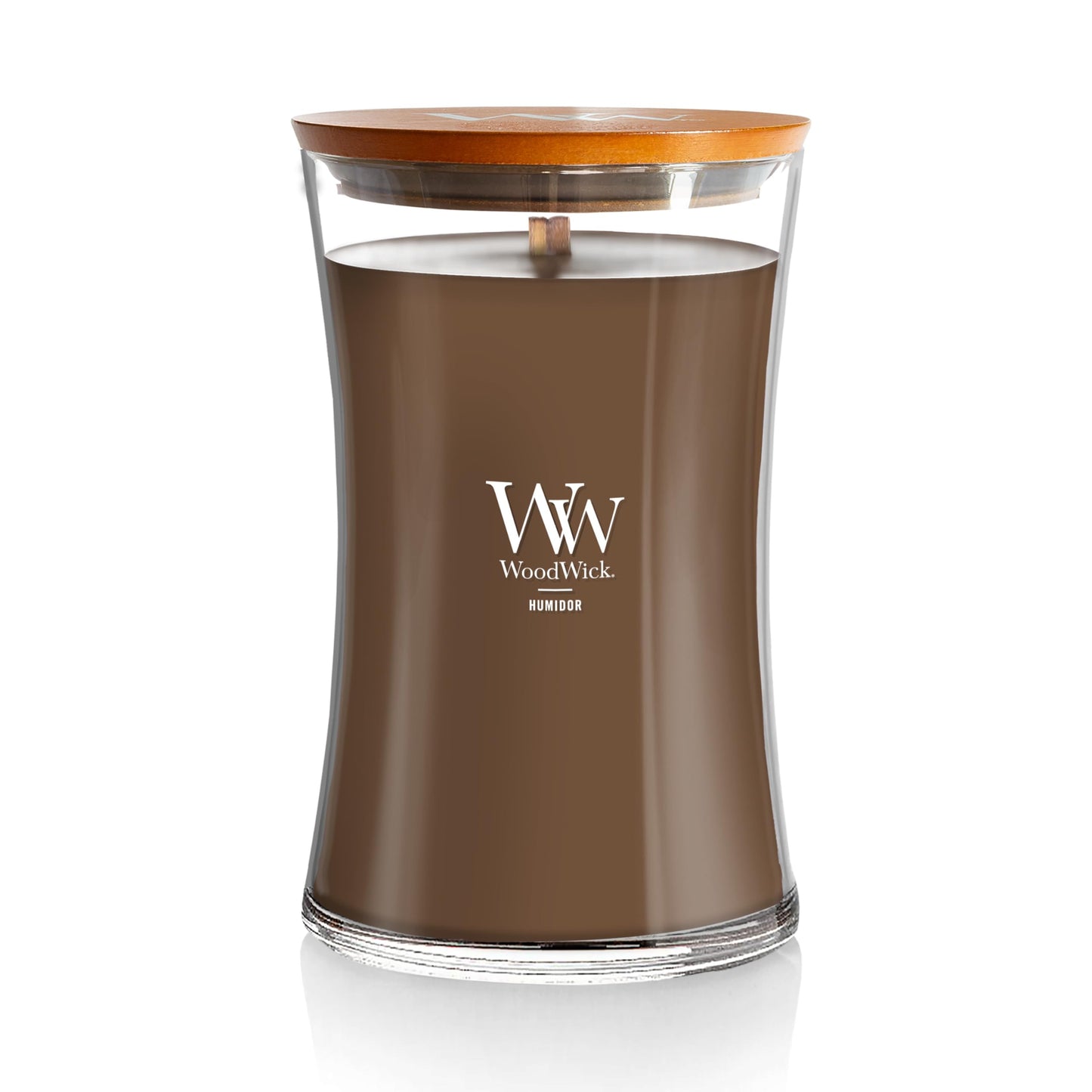 WoodWick Humidor Gifts for Women and Men, 21.5 oz Large Hourglass Candle with Crackling Wick