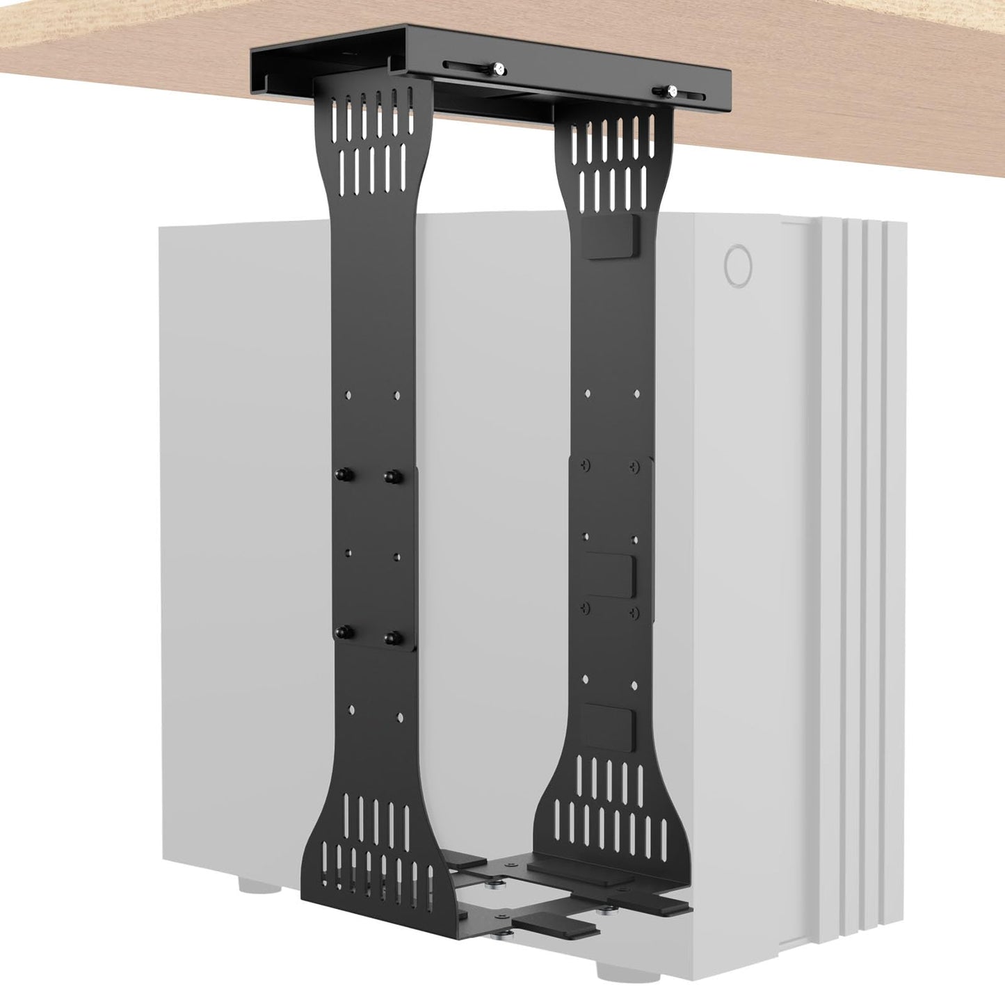 KEEGH Heavy Duty Under Desk PC Mount Adjustable Under Desk Computer Mount Supports Up to 90 lbs PC Mount with Secure Locking for Standing Desk, Black