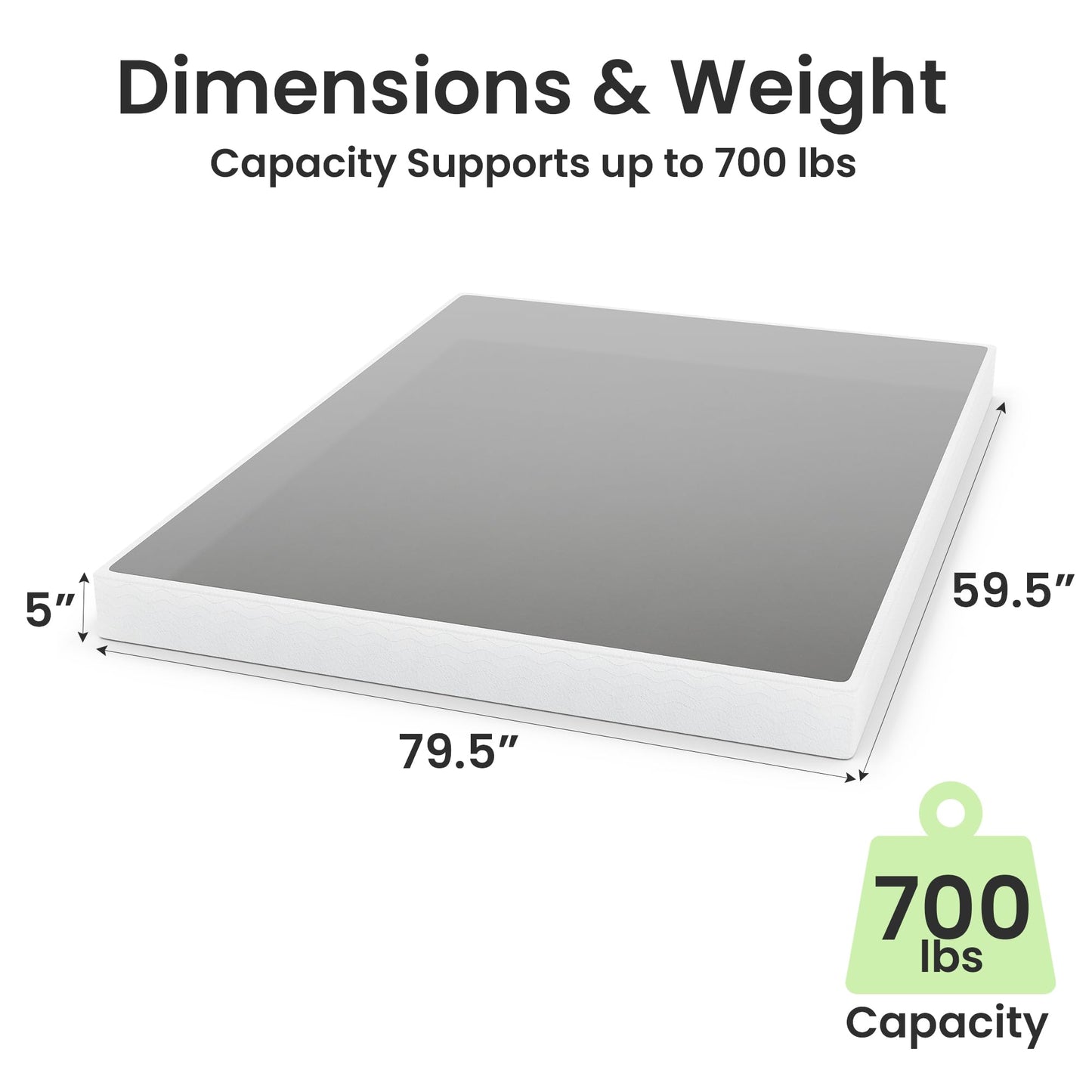 GRUSIGN 5 Inch Box Spring for Queen Bed, Quick Assembly Queen Size Metal Mattress Foundation with Fabric Cover, Strong Steel Frame, Heavy Duty, Low Profile Bed Frame Base Cama, Queen