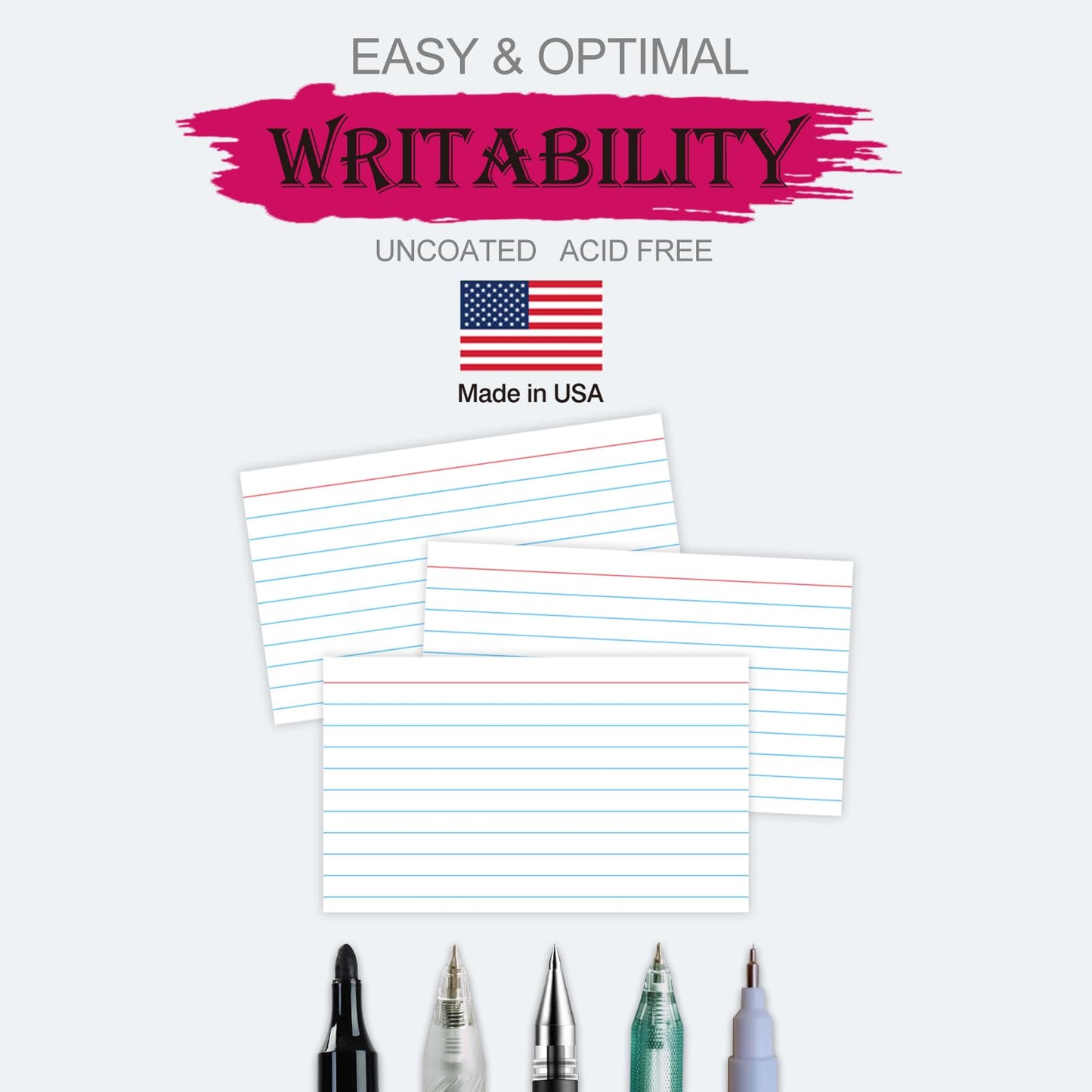 WritePads Index Cards Bulk, 2400 Flash Cards (24 Packs of 100), Wide Ruled Notecard, Blank Back Note Cards, Lined Flashcards for Studying School Home and Office, Made in USA (4x6)