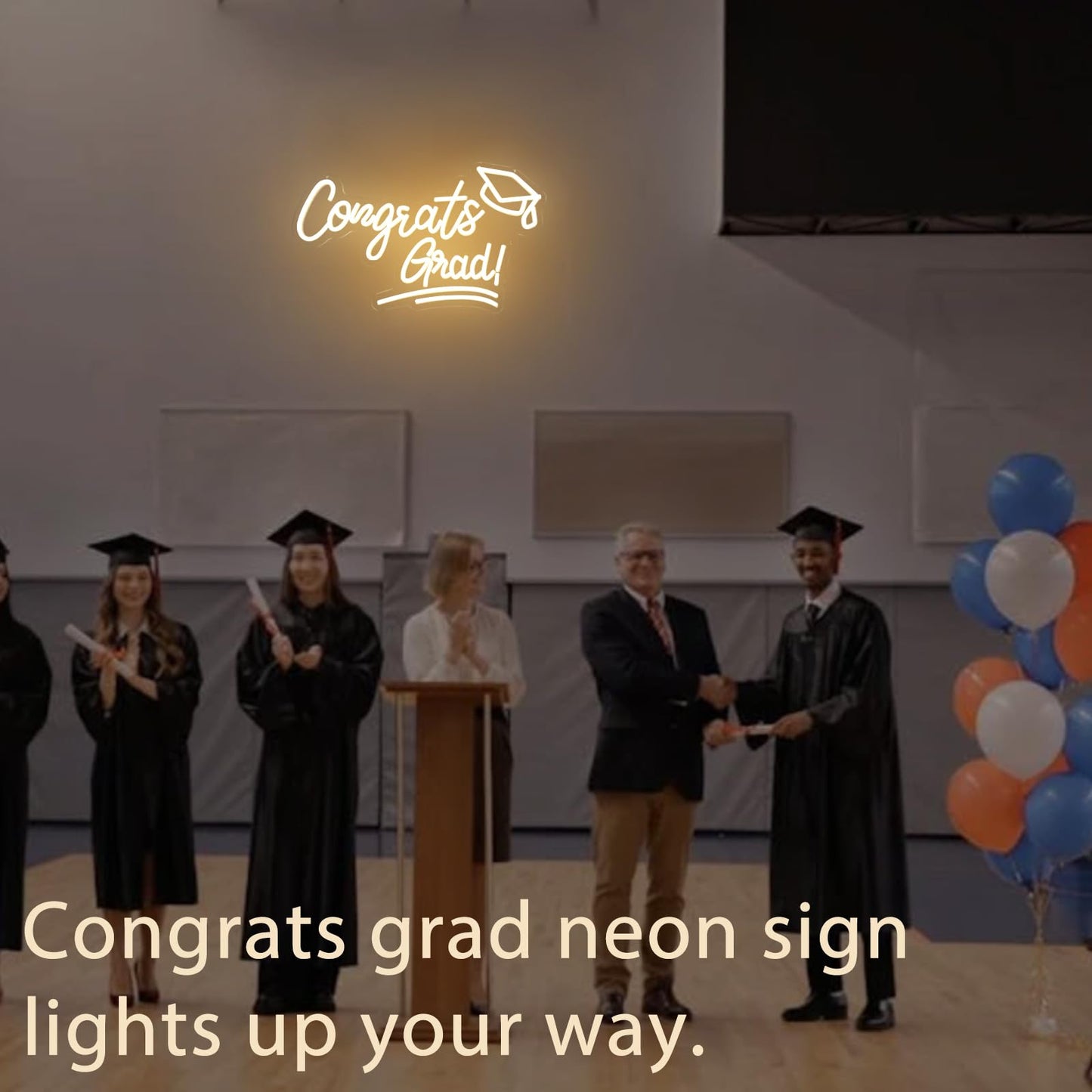 Congrats Grad Neon Sign, LED Neon Light for Graduation Party Decoration, Congrats Grad Sign, Congrats Led Sign for Class of 2026 Graduation Decorations Room Dorm Backdrop Celebration Gifts 17"×10.1"