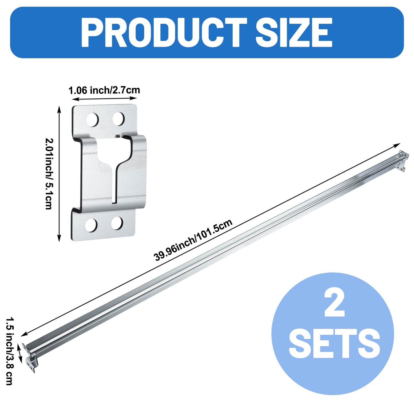 Trandraft 2 Pack Universal File Bars for Filing Cabinet Lateral Front to Back File Drawer Rail for Hanging Wood Cabinets Office Storage to Keep Organized(Silver)
