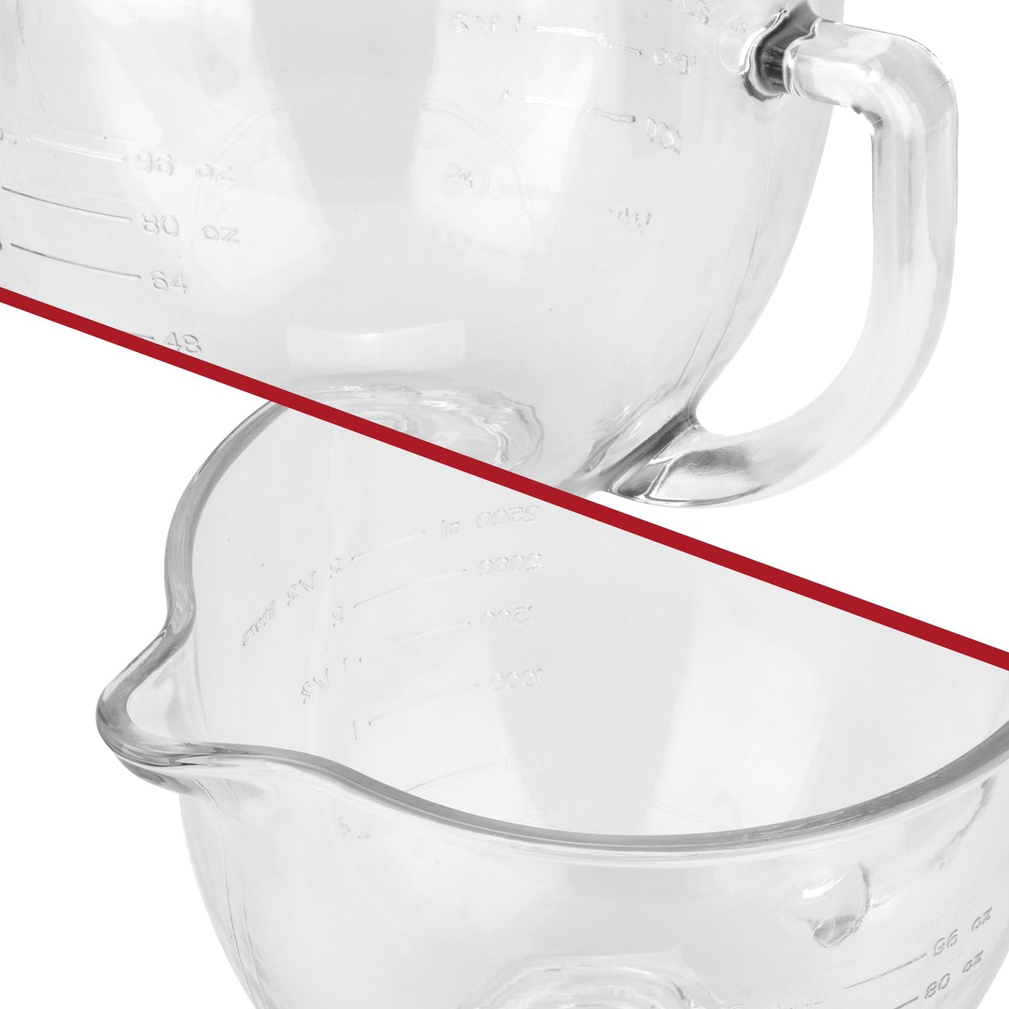 Kltchonald Tilt-Head Stand Mixer Glass Bowl, 5 QT,Compatible with Kitchenaid Artisan 5KSM125, 5KSM150, 5KSM175, 5KSM7580, KSM150, RRK150,K45, K45SS, KSM75, KSM90, KSM95,Classic without Lid
