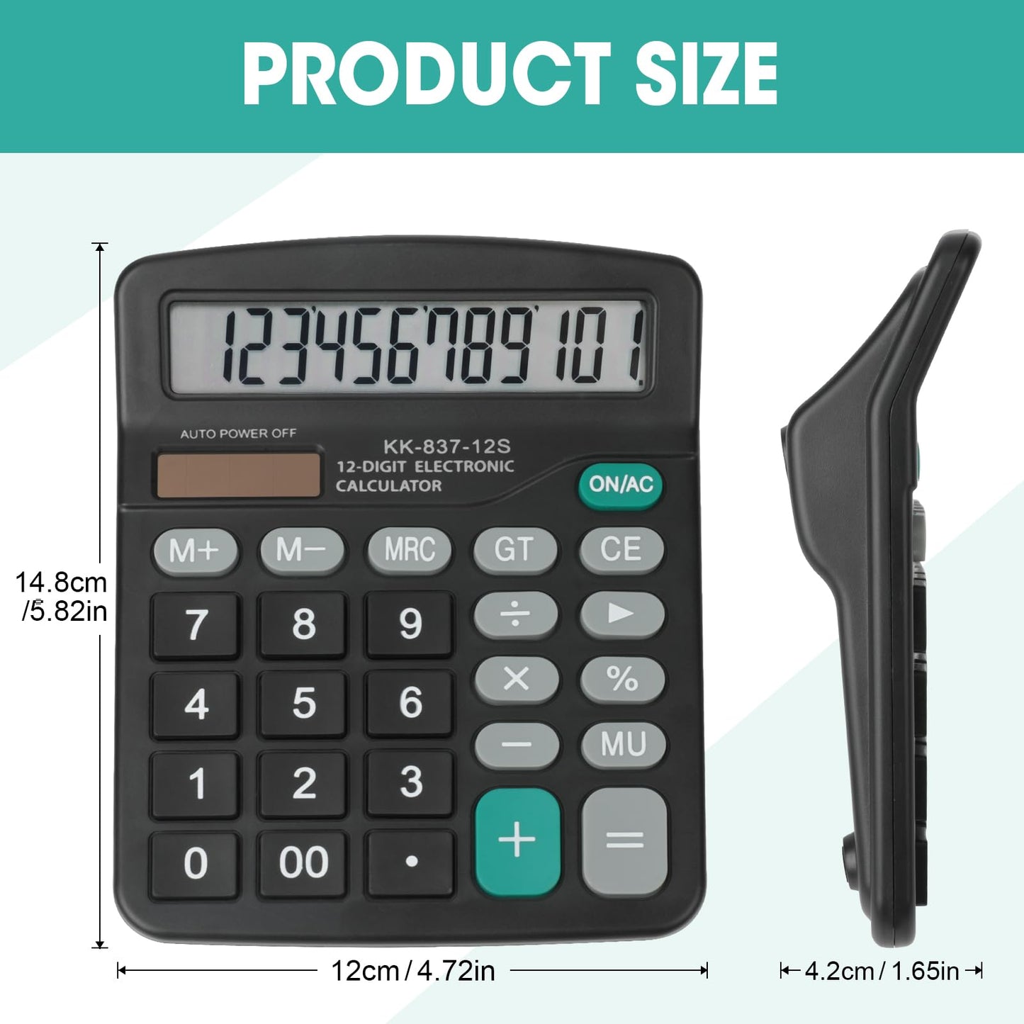 12 Pack Calculator Bulk, 12 Digits Calculators Desktop with Large LCD Display and Sensitive Butto, Solar and Battery Dual Power, Desk Calculator for Office, School, Home