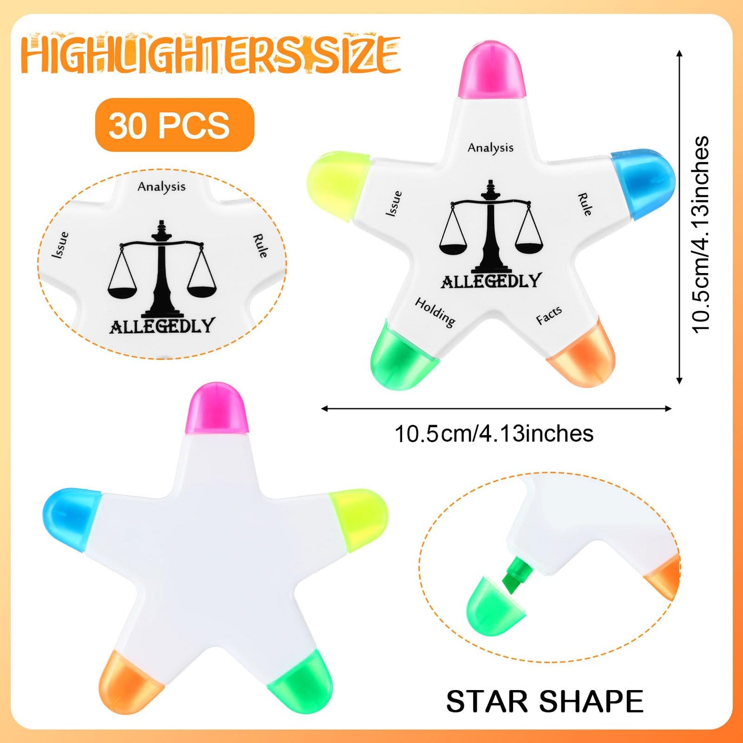 Chivertion 30 Pcs Law School Graduation Gifts Star Shape Briefing Highlighters Brush Affirmation Supplies Inspirational Appreciation Gifts for End of Year Law Students Lawyer Women