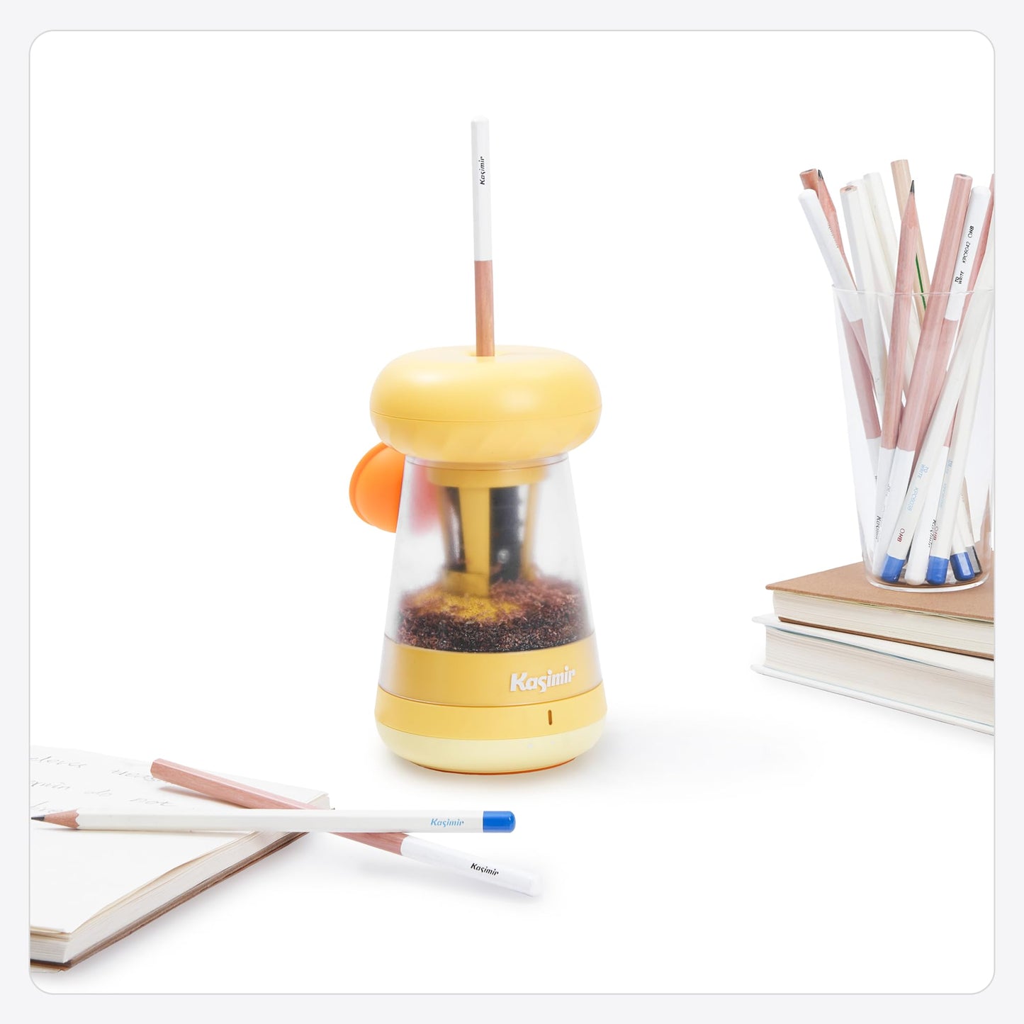 Kasimir Fully Automatic Pencil Sharpener - Electric Pencil Sharpeners for Classroom Home School Supplies Heavy Duty Auto Stop - Blue