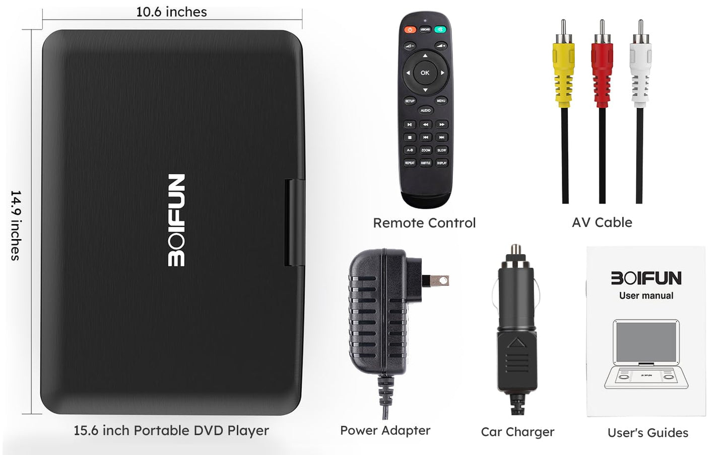 17.5"" Portable DVD Player with 15.6"" Large HD Screen, 6 Hours Rechargeable Battery, Support USB/SD Card/Sync TV and Multiple Disc Formats, High Volume Speaker, Black