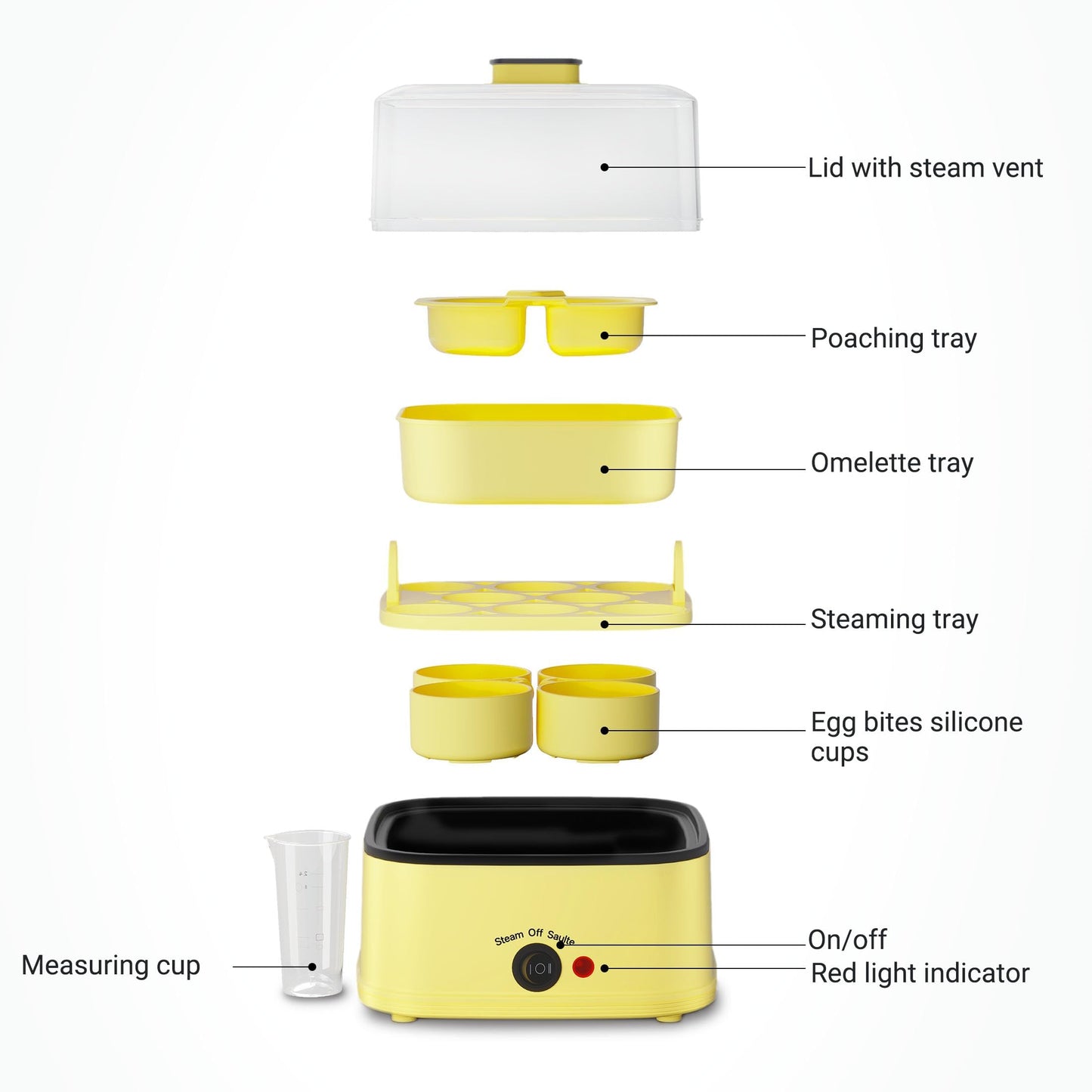 Loftychef 8-in-1 Electric Egg Cooker, Rapid Egg Boiler for Hard, Soft & Poached Eggs, Egg Bite Maker, Auto Shut-Off, 8 Egg Capacity, Breakfast Maker for Meal Prep, Apartment, Office, Dishwasher Safe