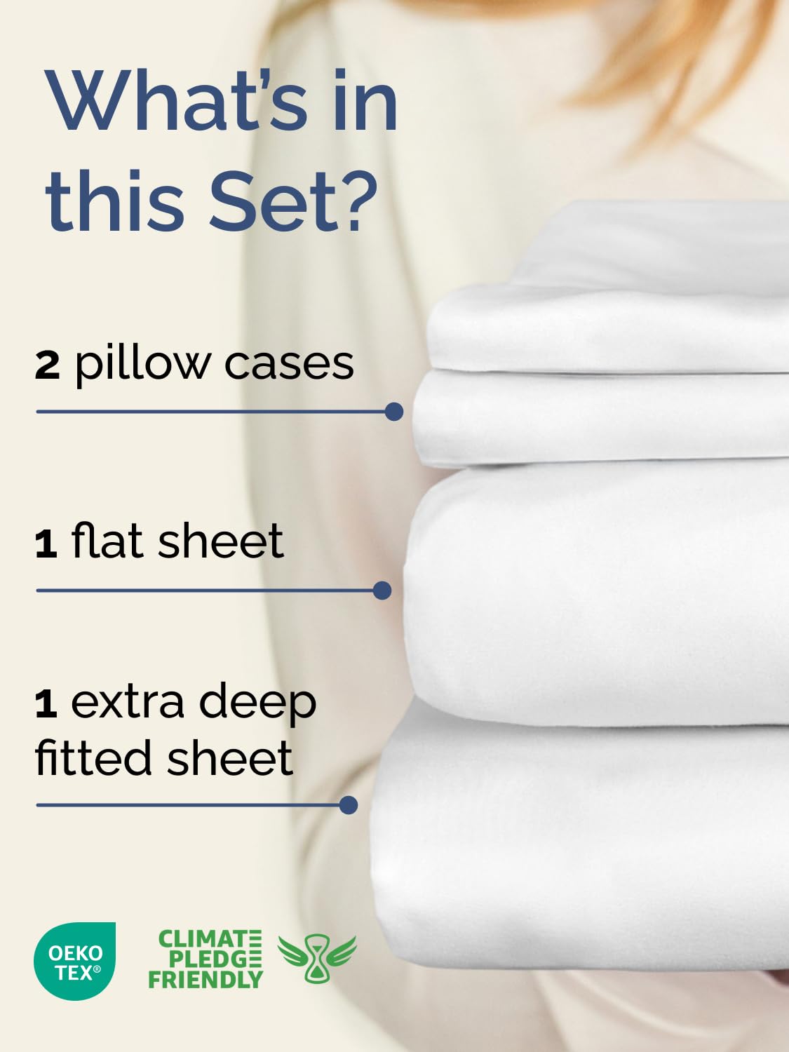 Extra Deep Queen Sheet Set - 4 Piece Breathable & Cooling Bed Sheets - Easily Fits 18 to 24 inch Mattress - Ultra Soft, Wrinkle & Fade Free w/ Extra Deep Pockets - Comfy Hotel Luxury Bedding - White