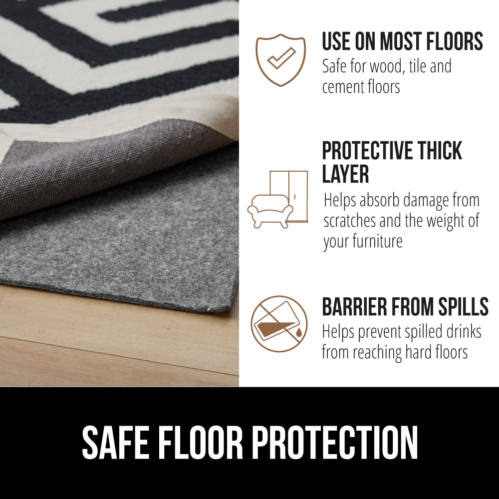 GORILLA GRIP Felt with Rubber Stay in Place Slip Resistant Rug Pad, 1/8 inch Thick, 2x10 FT Protective Padding Under Area Rugs, Cushioned Gripper Pads, Carpet Runners, Hardwood Floors Protection