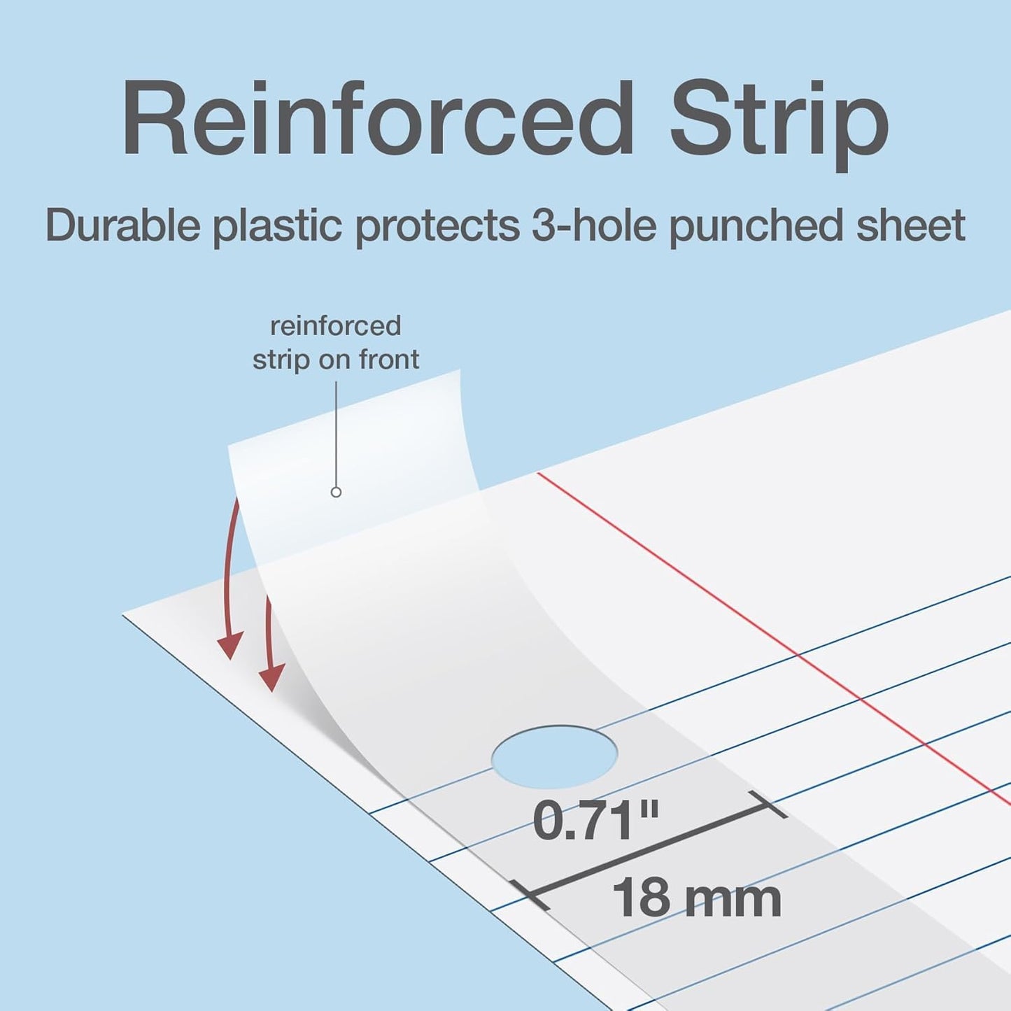 Oxford Reinforced Filler Paper, 8.5 x 11 Inch, College Rule, 3 Hole Punched, Lined Loose Leaf Paper for Ring Binders, 500 Sheets, White (1002097)