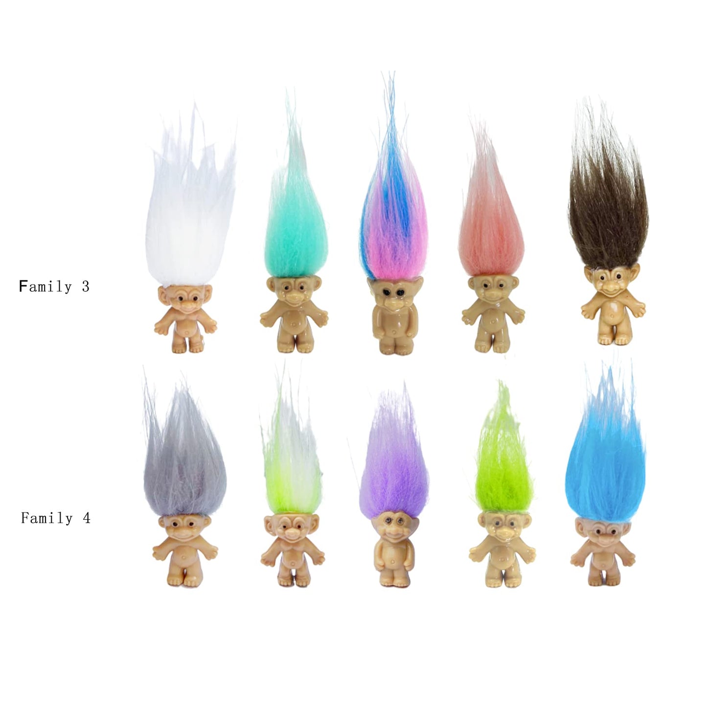 100PCS Mini Troll Dolls, PVC Vintage Troll Doll Mini Action Figures 1.2" Cake Toppers Chromatic Adorable Cute Little Guys Collection, School Project, Arts Crafts, Party Favors