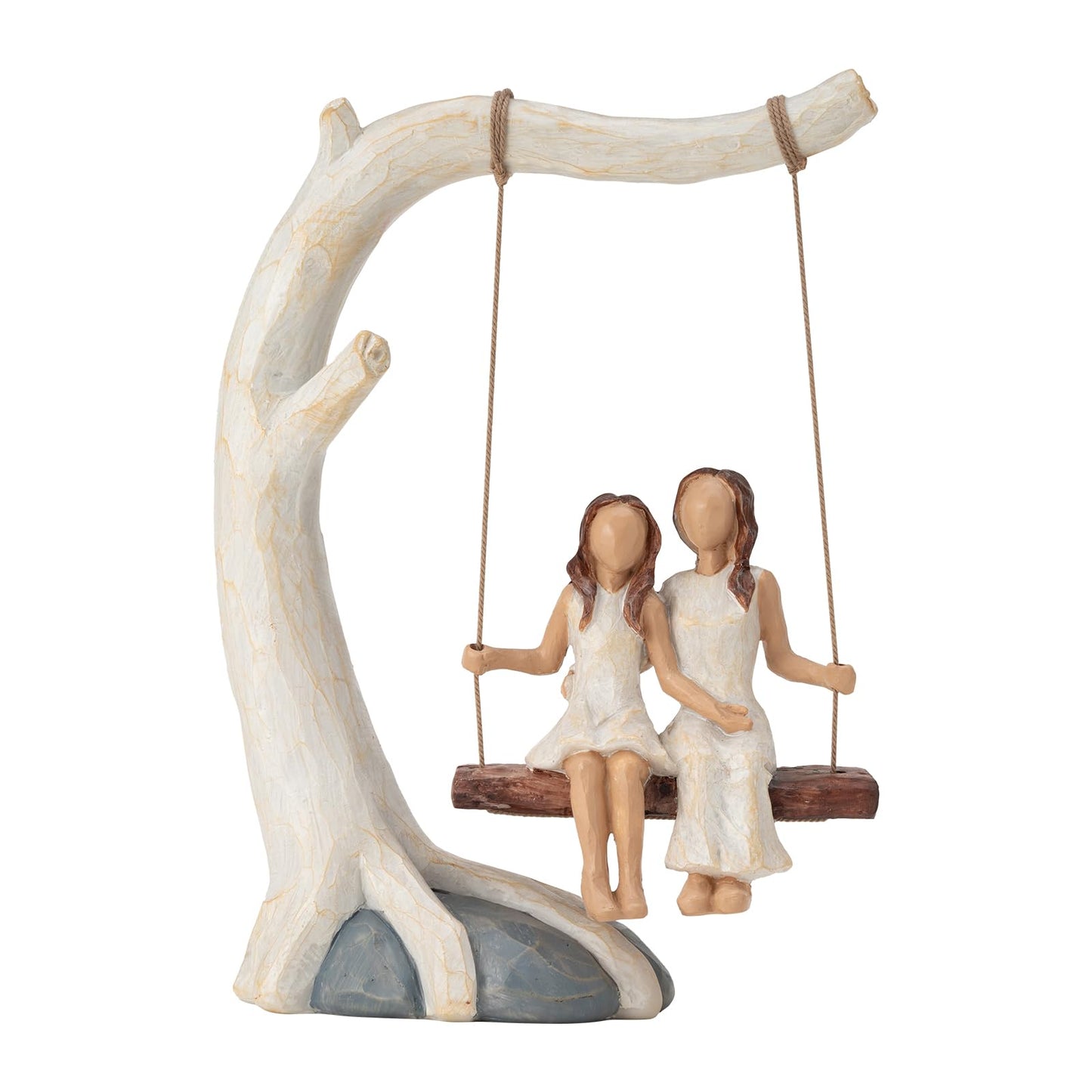 HAPFULLING Swing Statue. Mother Daughter Sculpted Hand-Painted Figurine.Mom Birthday Gift from Daughter