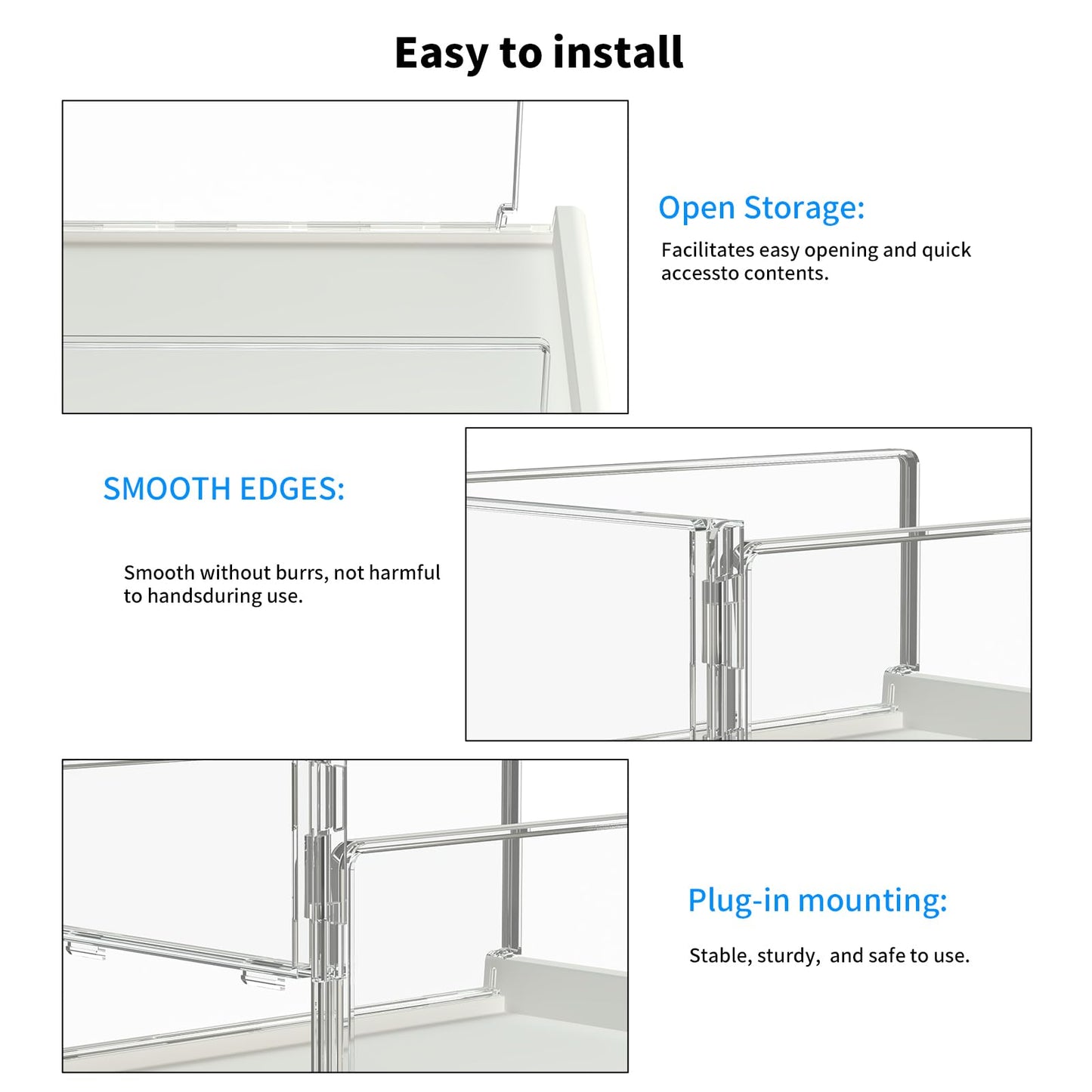 Covetree 3 Pack Stackable Closet Organizers and Storage Shelves - Transparent Sweater Organizer for Closet, Bathroom, Kitchen, Cupboard, Laundry Room, and Office