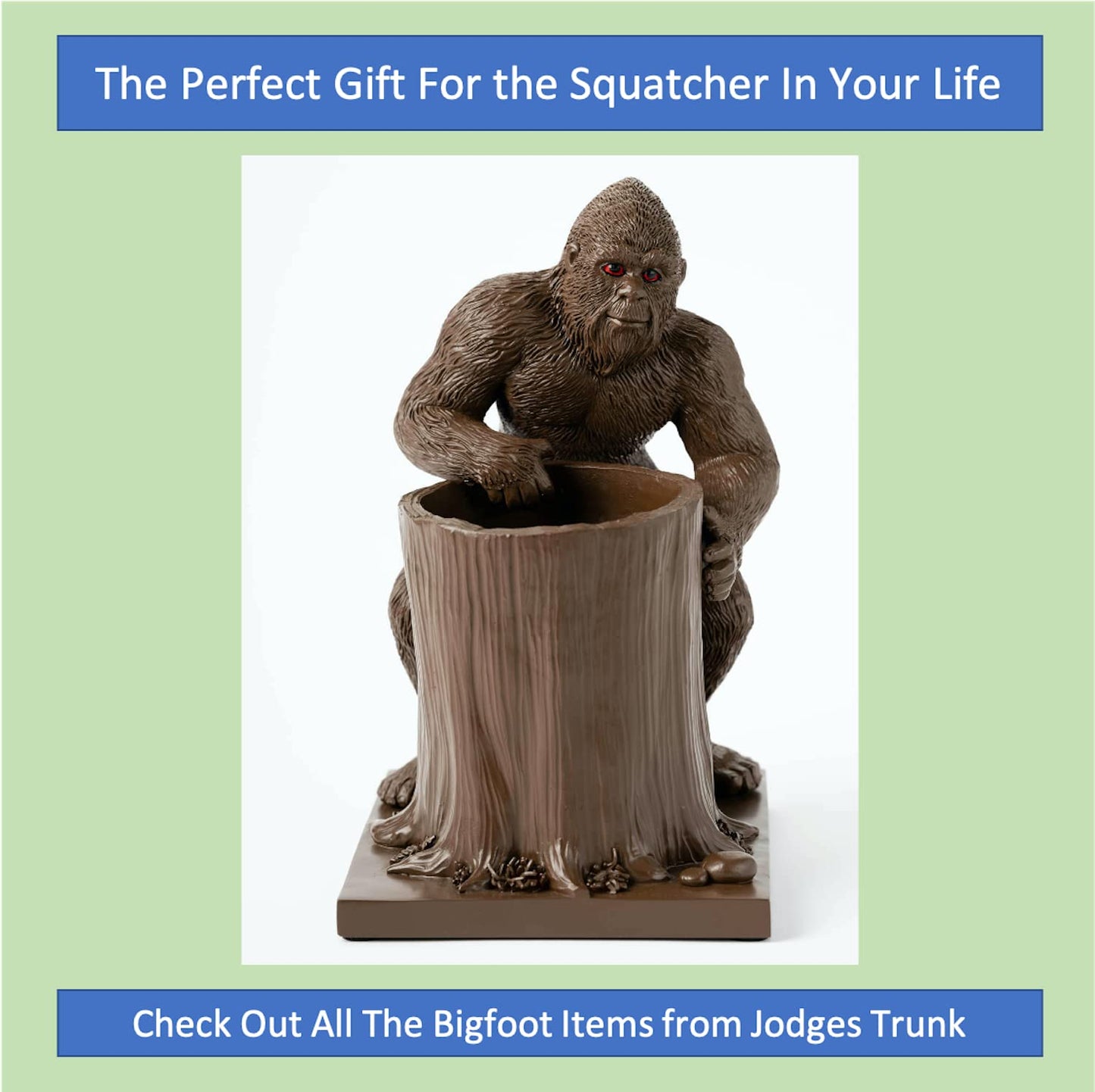 Bigfoot Pen Holder and Pencil Holder for Desk – Sasquatch Makeup Brush and Toothbrush Holder – Wood Ape Succulent Pot and Planter for Indoor Plants – Bigfoot Gifts and Merchandise for Believers