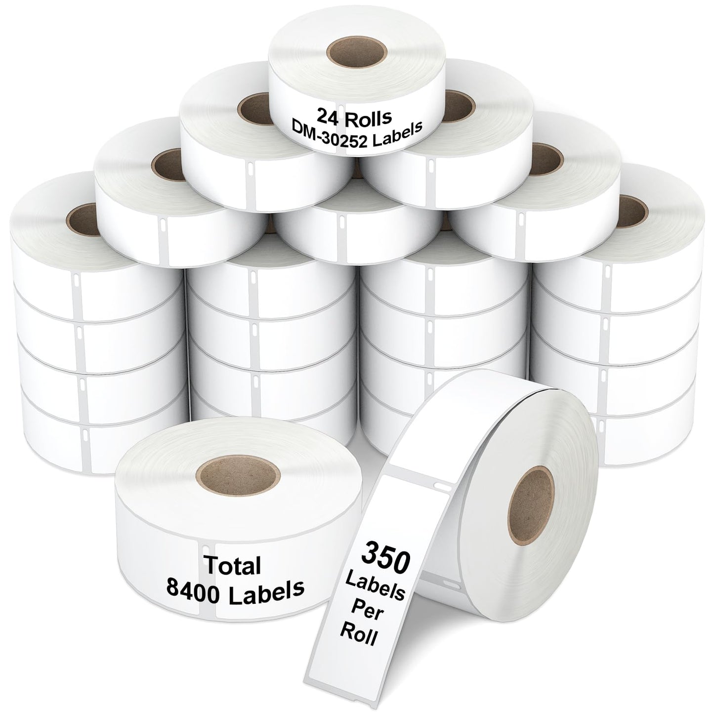 8400 Pcs 1-1/8"x3-1/2 Labels Replacement Work with Dymo 30252 Shipping Labels (NOT FIT Dymo 550 & 5XL),Misofuki 24-Roll Waterproof Direct Thermal Address Label Used with Labelwriter 450,450 Turbo,4XL