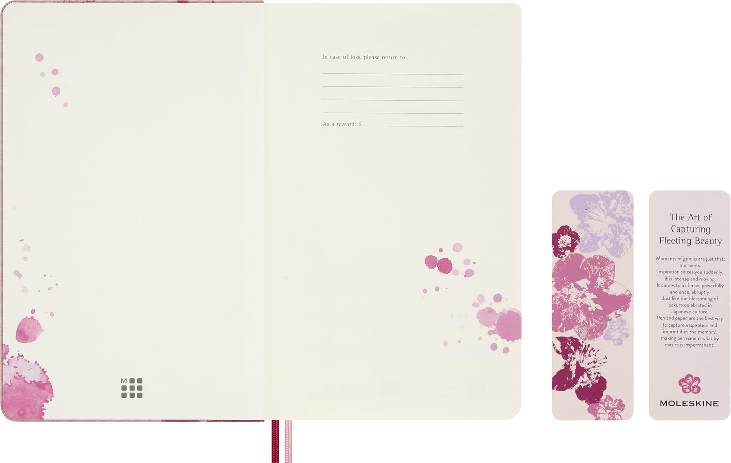 Moleskine Limited Edition Sakura 2026 Blossom Notebook, Hard Cover, Large (5" x 8.25") Ruled/Lined, Pink with Gold Accents, 176 pages