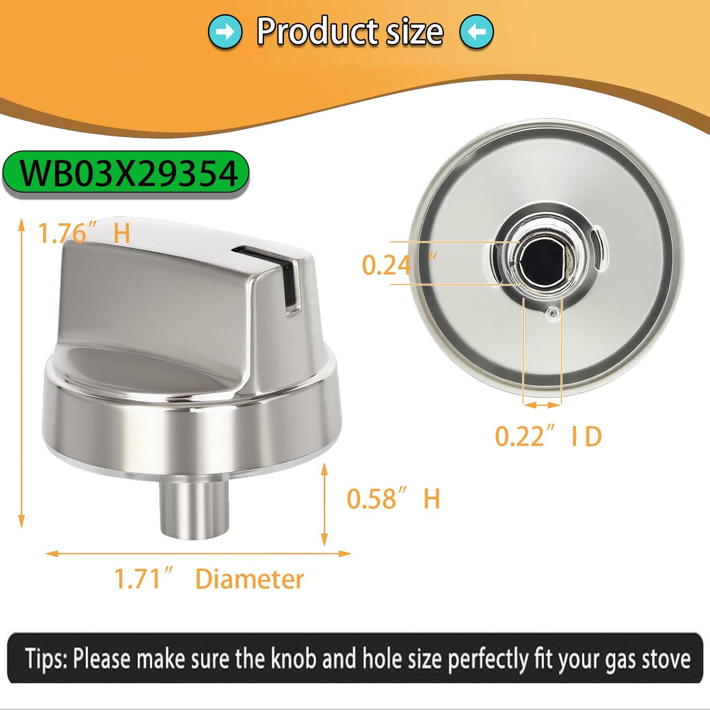 Upgraded WB03X29354 Gas Range Compatible with GE Profile Stove Knobs, Replacement for Part Number WB03X29354 AP6327766 4585908, Replaces PS12296156 EAP12296156, Fits Models PGP9030SL1SS PGP7030SL1SS