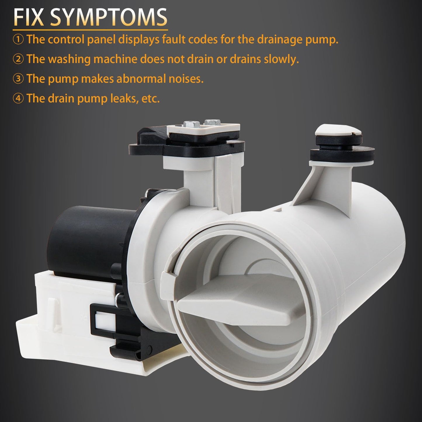 Siwdoy WFW9050XW00 Drain Pump Compatible With Whirlpool Duet WFW9150WW00 WFW9151YW00 WFW9250WW01 WFW8300SW04 WFW8300SW02 WFW9200SQA12 WFW8300SW00