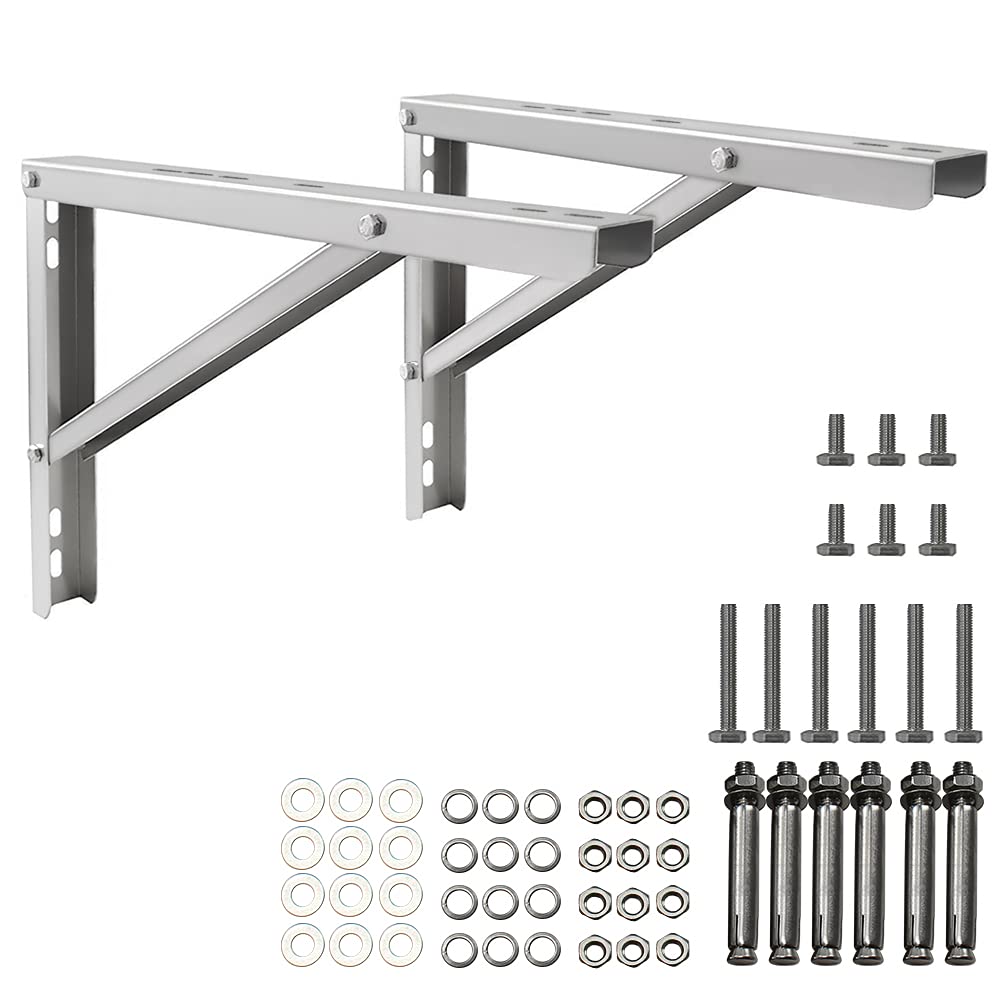 popmoon Wall Mounting AC Brackets up to 440lb/200kg Split Air Conditioner Bracket 21 5/8" Lx16 H Bracket Air Conditioner Bracket Set Adjustble 9000 Btu to 36000 Btu