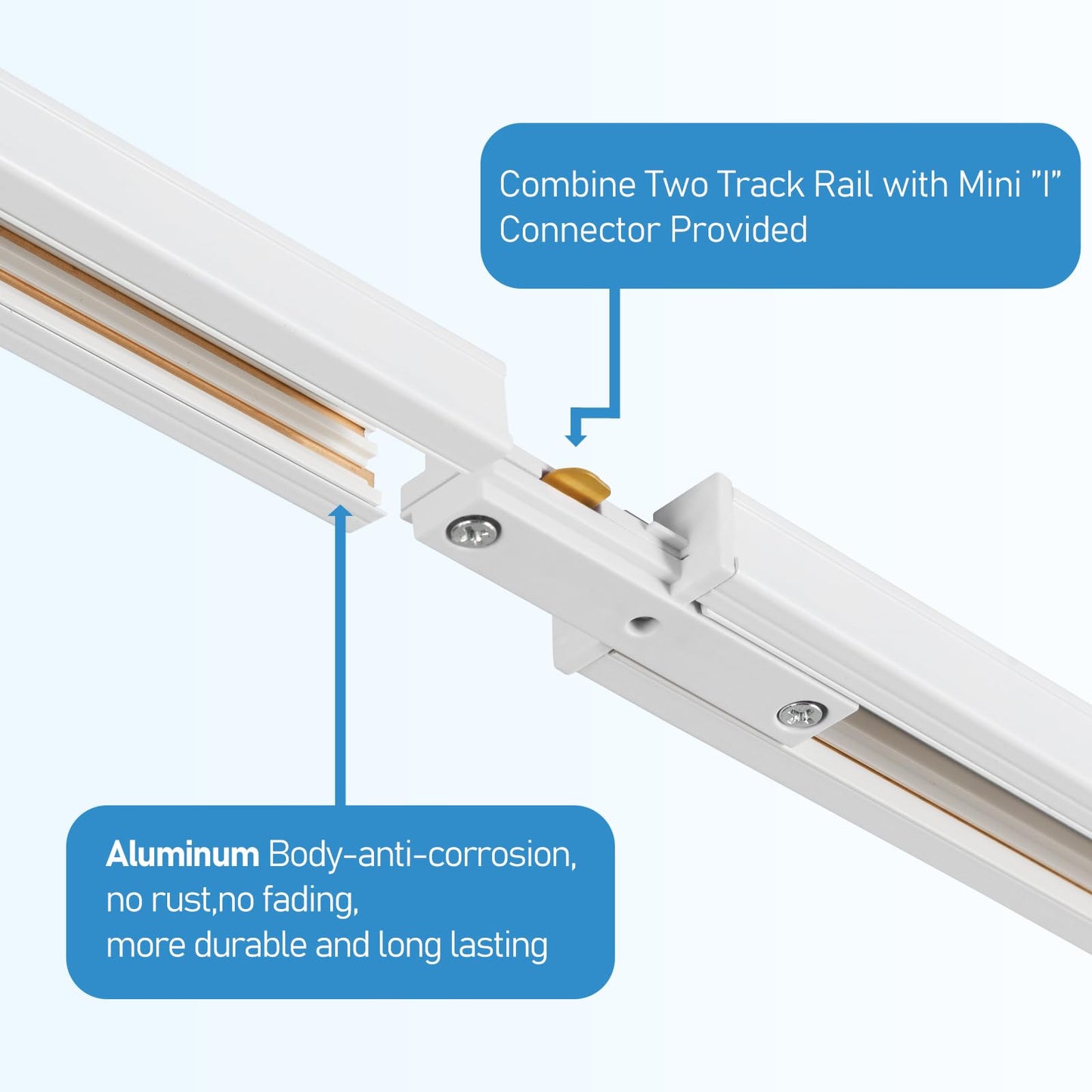 Hiiglxii Plug in Track Lighting with Power Cord, 4-Light GU10 Track Lighting Kit with Track Rail, Modern Kitchen LED Track Lighting Fixtures Ceiling Wall Spot Light, 13FT Plug Cord, White (No Bulbs)
