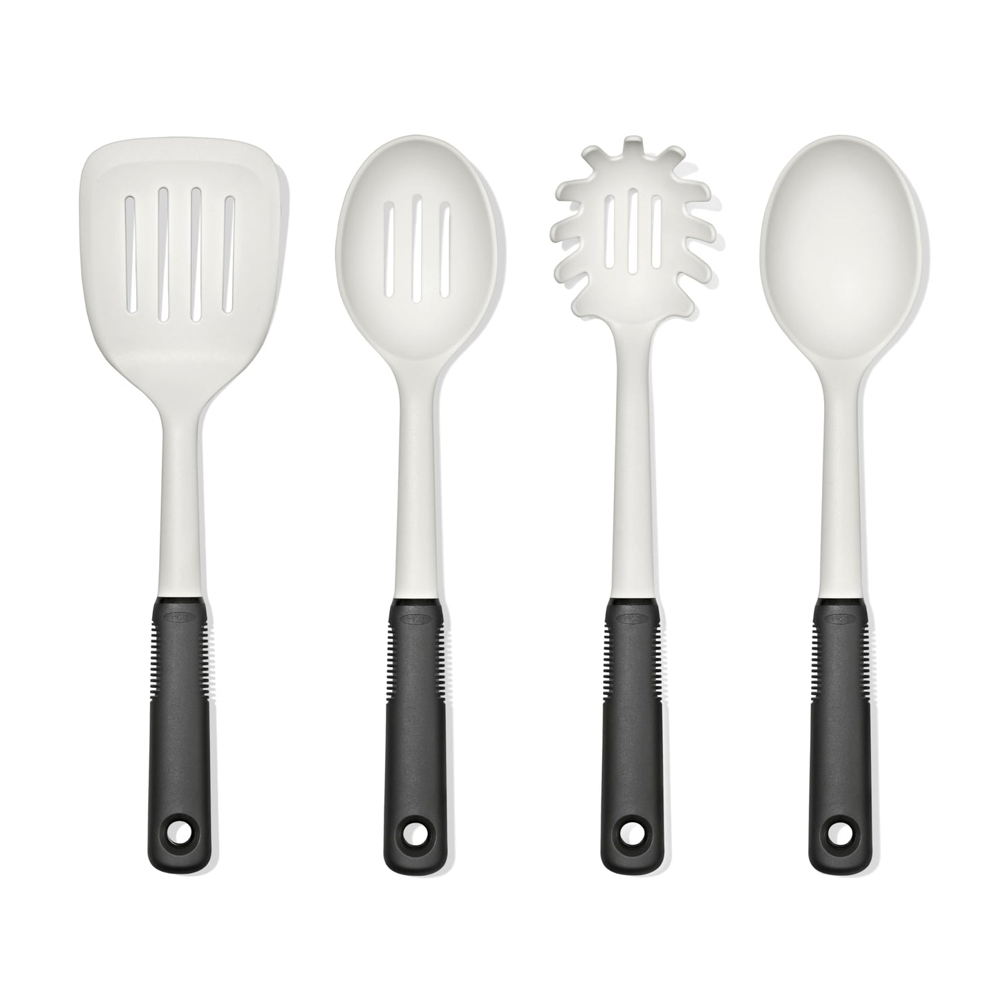 OXO Good Grips 4‑Piece Nylon Utensil Set, Oat, Cooking Utensil Set Designed to Protect Non-Stick Cookware