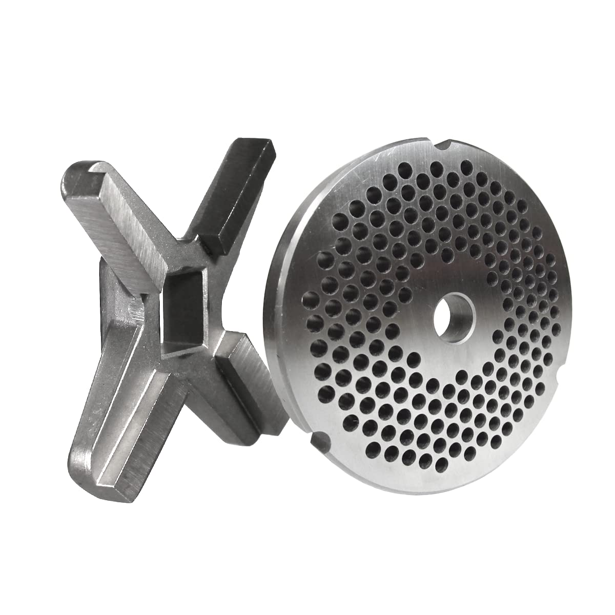 National Band Saw #32 Meat Grinder Plate and Knife Set – Compatible with Hobart, Biro, Enterprise, LEM, Tor Rey, and More – 3/16 Inch Hole Plate, Raised Edge Knife for Commercial Grinding Equipment