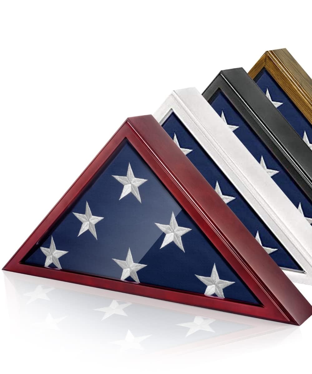 Glass Front Flag Display Case for Burial Flag - Wall Mounted 9.5 X 5 Feet Flag Box for American Veteran Flag and Folded Flag Display - Ideal for Honoring Military Service (Mahogany)