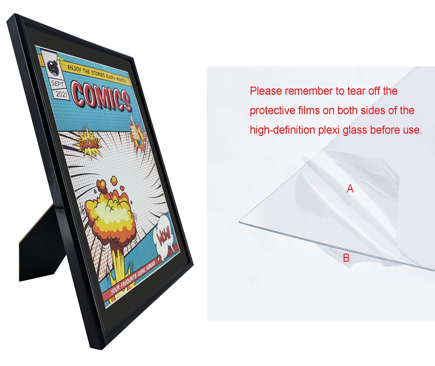 Memory Keeper Comic Book Frame, 8 Pack, UV Protection,Black Mat, Fits Current Comics up to 6 3/4" x 10 1/4", Wall or Tabletop Display,Spring Clips for Thicker Comics as Well