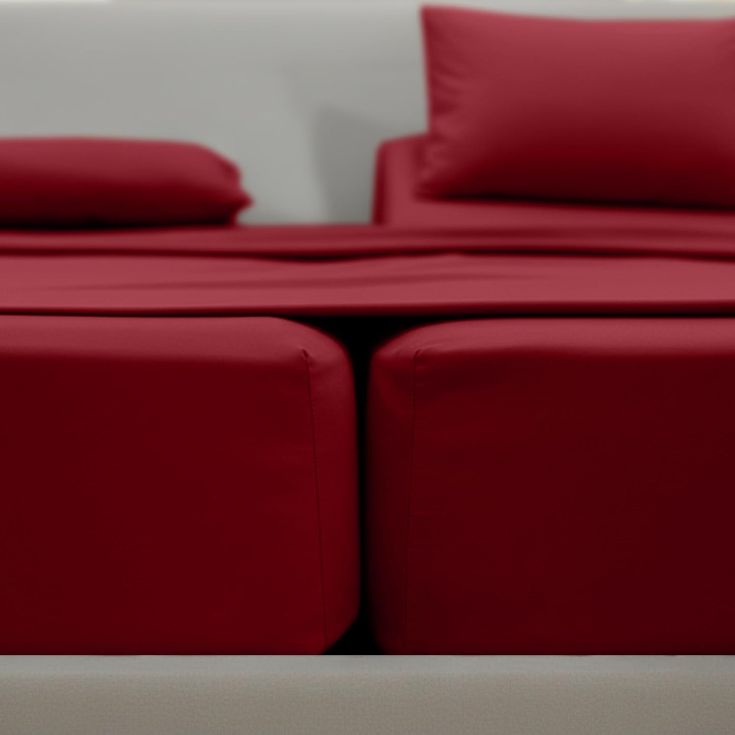 Elegant Comfort Luxurious 1500 Premium Hotel Quality Microfiber Three Line Embroidered Softest 5-Piece Bed Sheet Set, Wrinkle and Fade Resistant, Split King, Burgundy
