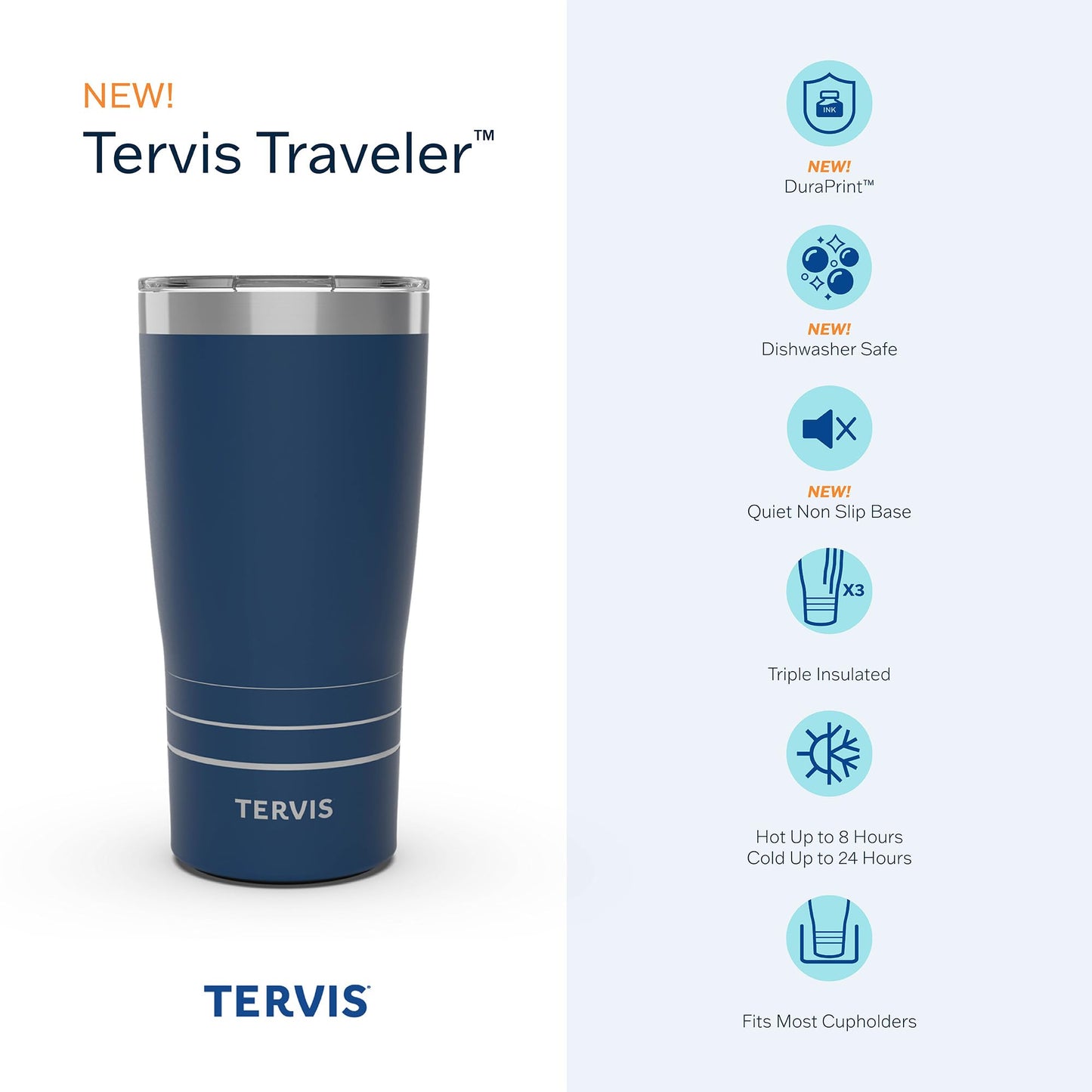 Tervis Traveler Star Wars R2-D2 Artoo Triple Insulated Tumbler Travel Cup Keeps Drinks Cold & Hot, 20oz, Stainless Steel