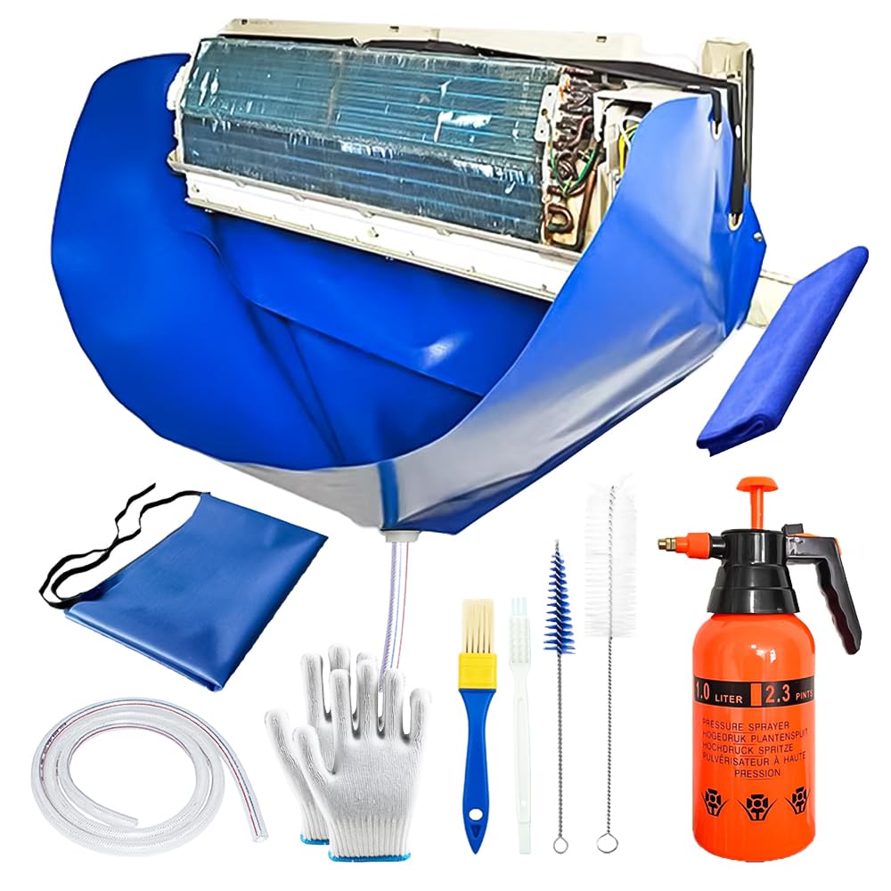 SOUTH SILK Ac Cleaning Bag with Wall Protection Cloth, 13Pcs Mini Split Cleaning Kit, Split Unit Cleaning Kit, Quick and Efficient Cleaning Tool for Wall Ac Units