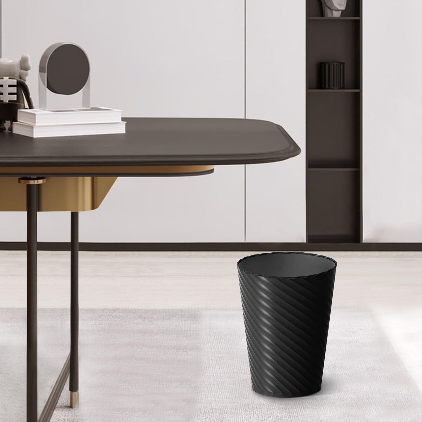 Lysam Bathroom Trash Can, 3 Pack 1.8 Gallons Small Trash Can with Trash Bags, Bathroom Garbage Can, Plastic Trash Bin, Round Waste Basket for Bedroom, Office, Room (White Black Grey)
