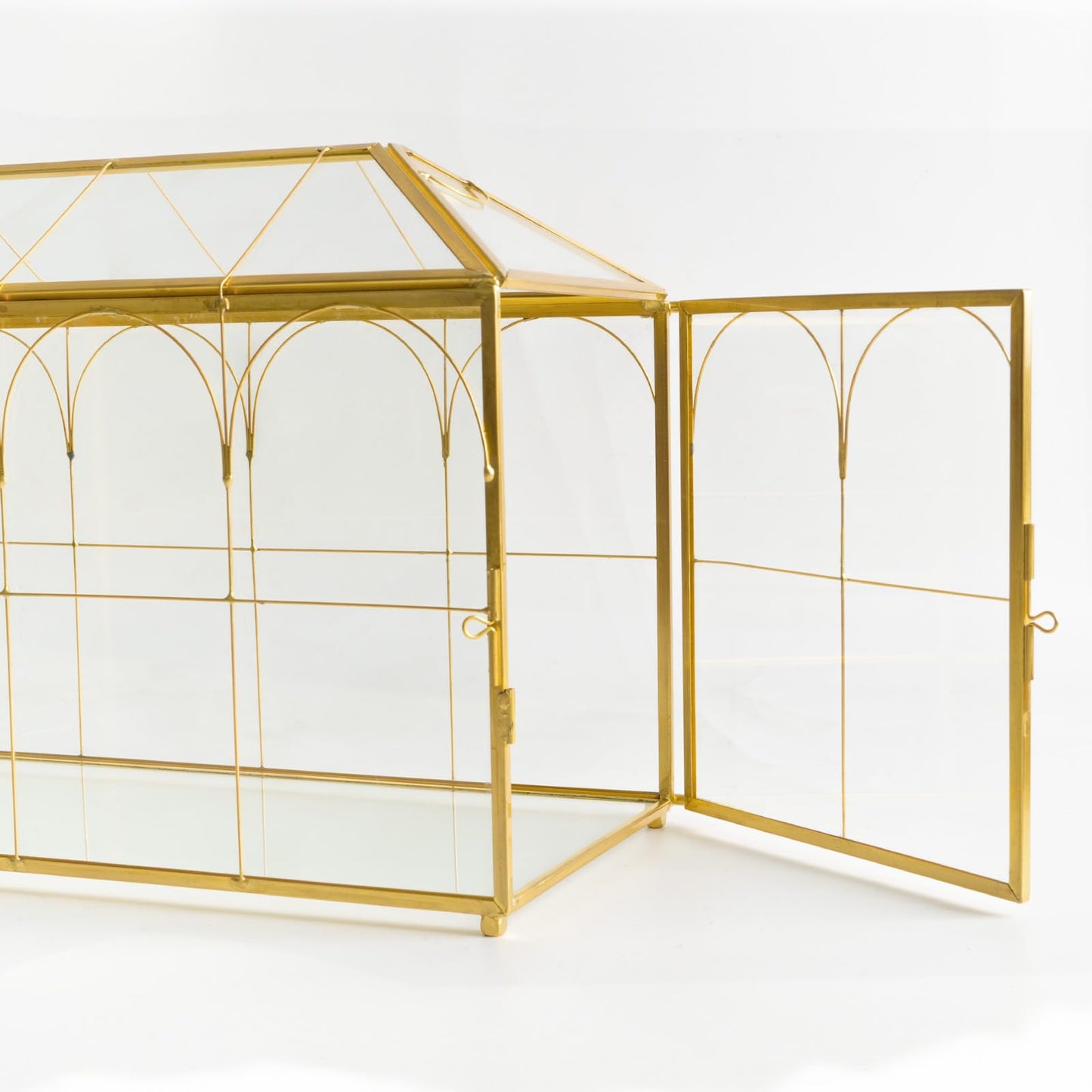 Atzciyr Wedding Glass Cards Box with Slot - 12.6 x 5.9 x 9 inch, Envelope Card for Birthday Party Reception Box, Home Tabletop Decor Clear Gold Terrarium with Lock Glass Terrarium