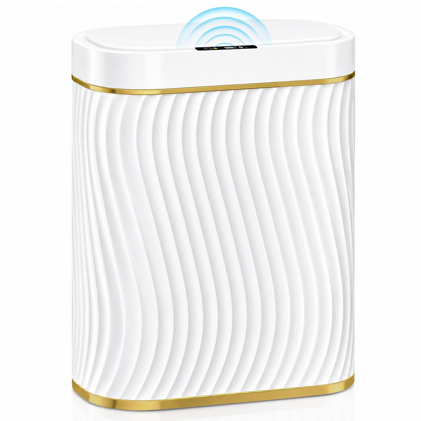 Bathroom Small Trash Can with Automatic Touchless Lid, 2.6 Gallon Smart Garbage Can Narrow Waterproof Trash Bin for Bedroom, Office, Living Room