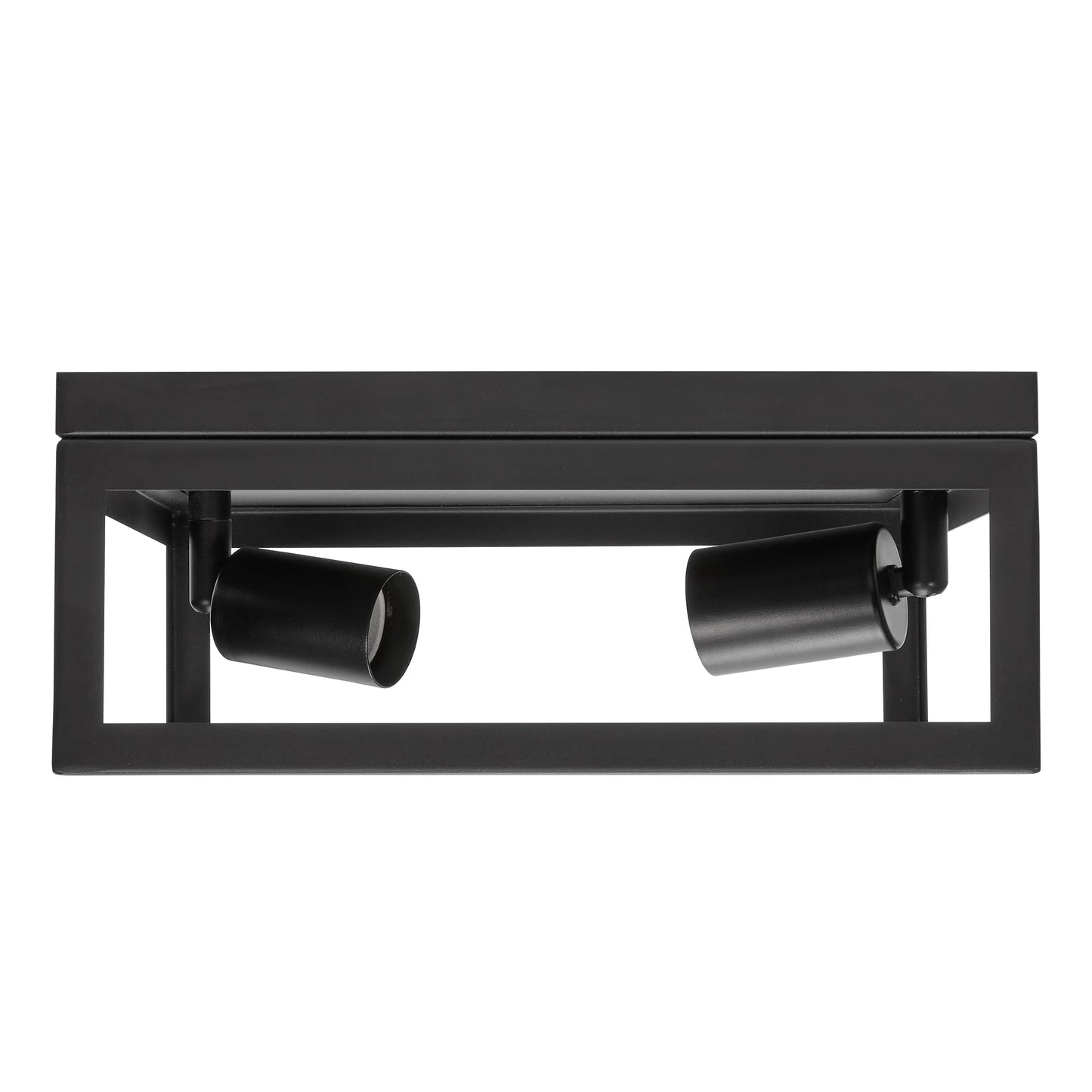 Maxxima Indoor/Outdoor Flush Mount Ceiling Light Fixture, 2-Light Square Farmhouse Close to Ceiling Entryway Light, Black, Bulbs Not Included